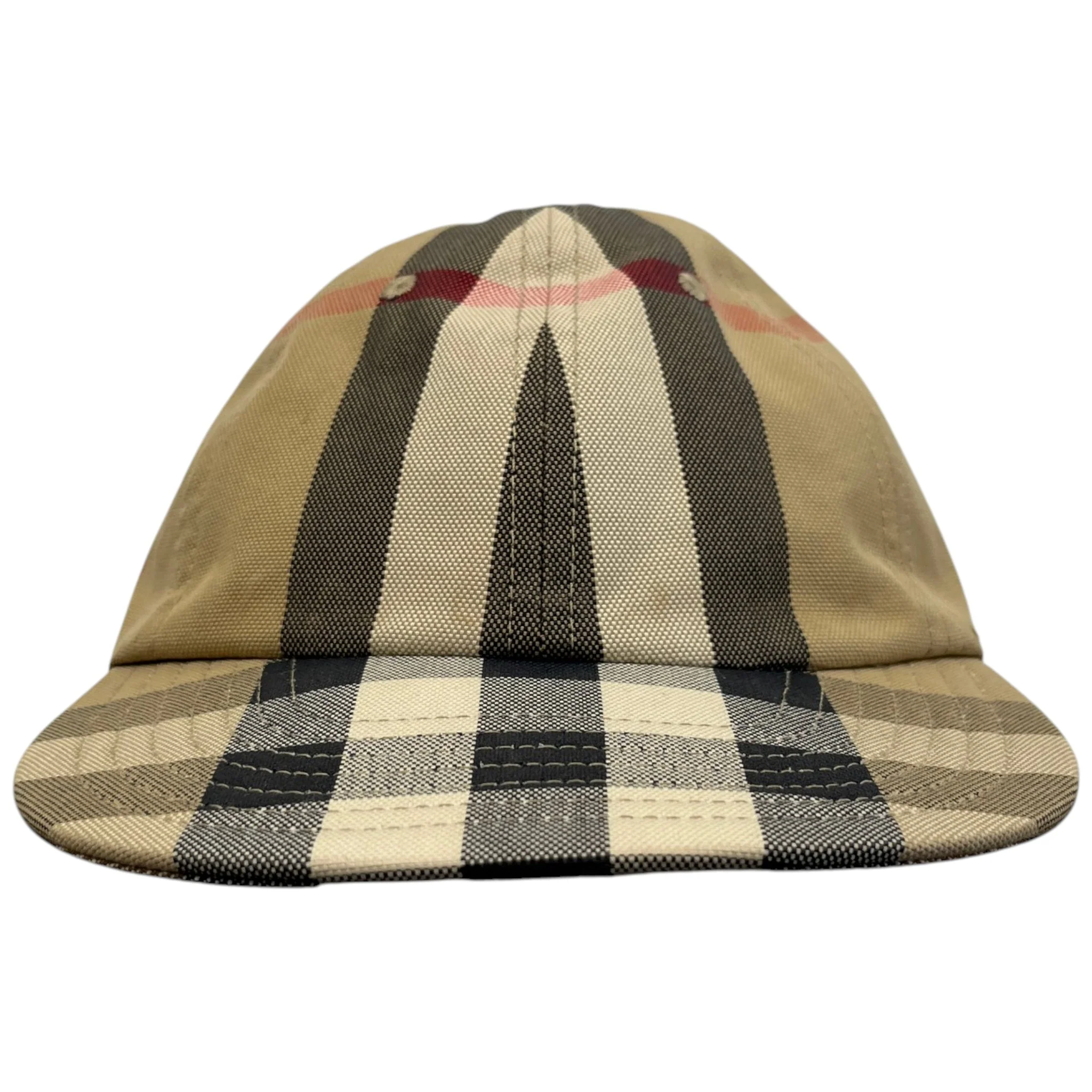 Men's Check Print Cap Beige Size M