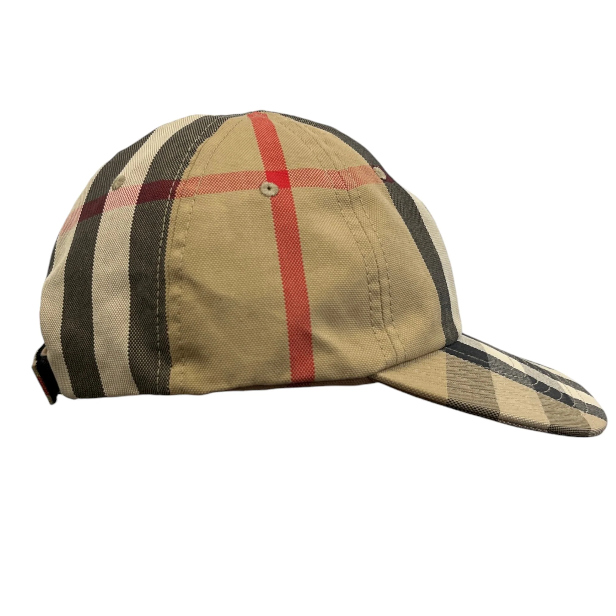 Men's Check Print Cap Beige Size M - Image 5