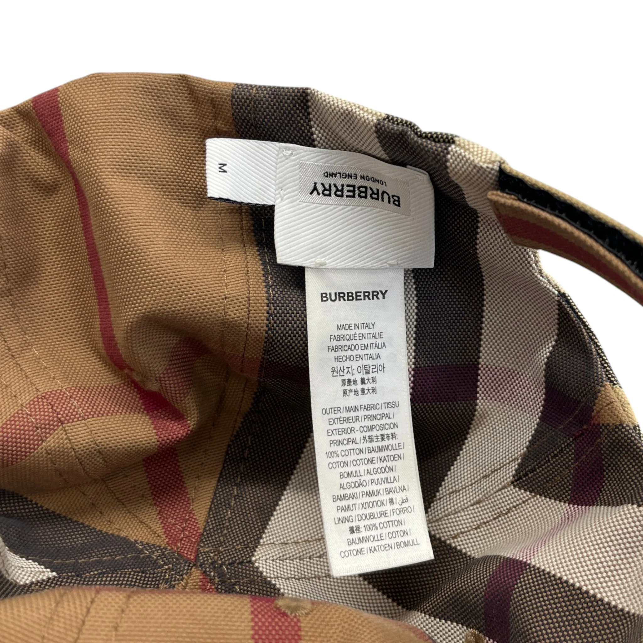 Men's Check Print Cap Beige Size M - Image 7