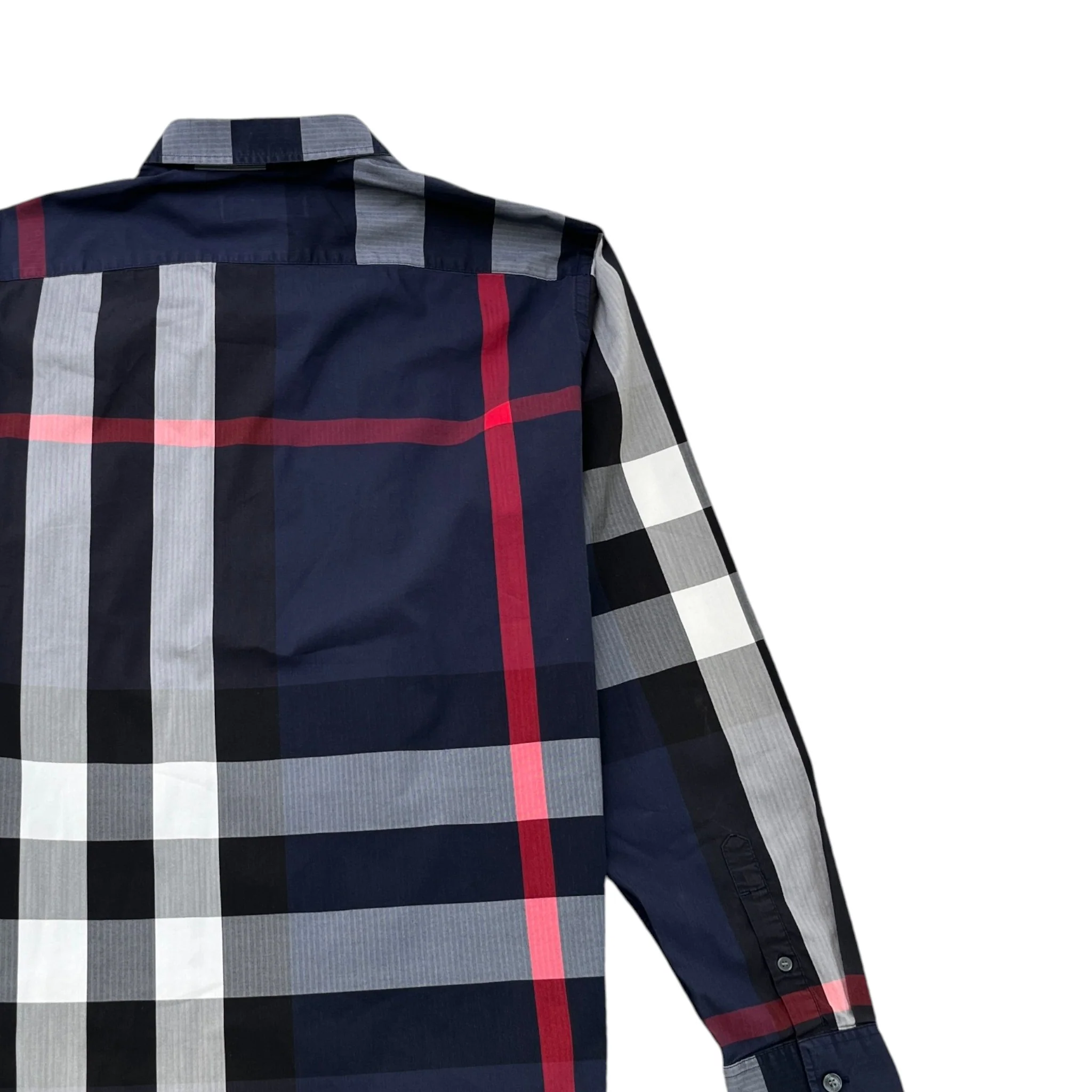 Men's Check Print Long Sleeve Shirt Navy Size L - Image 4