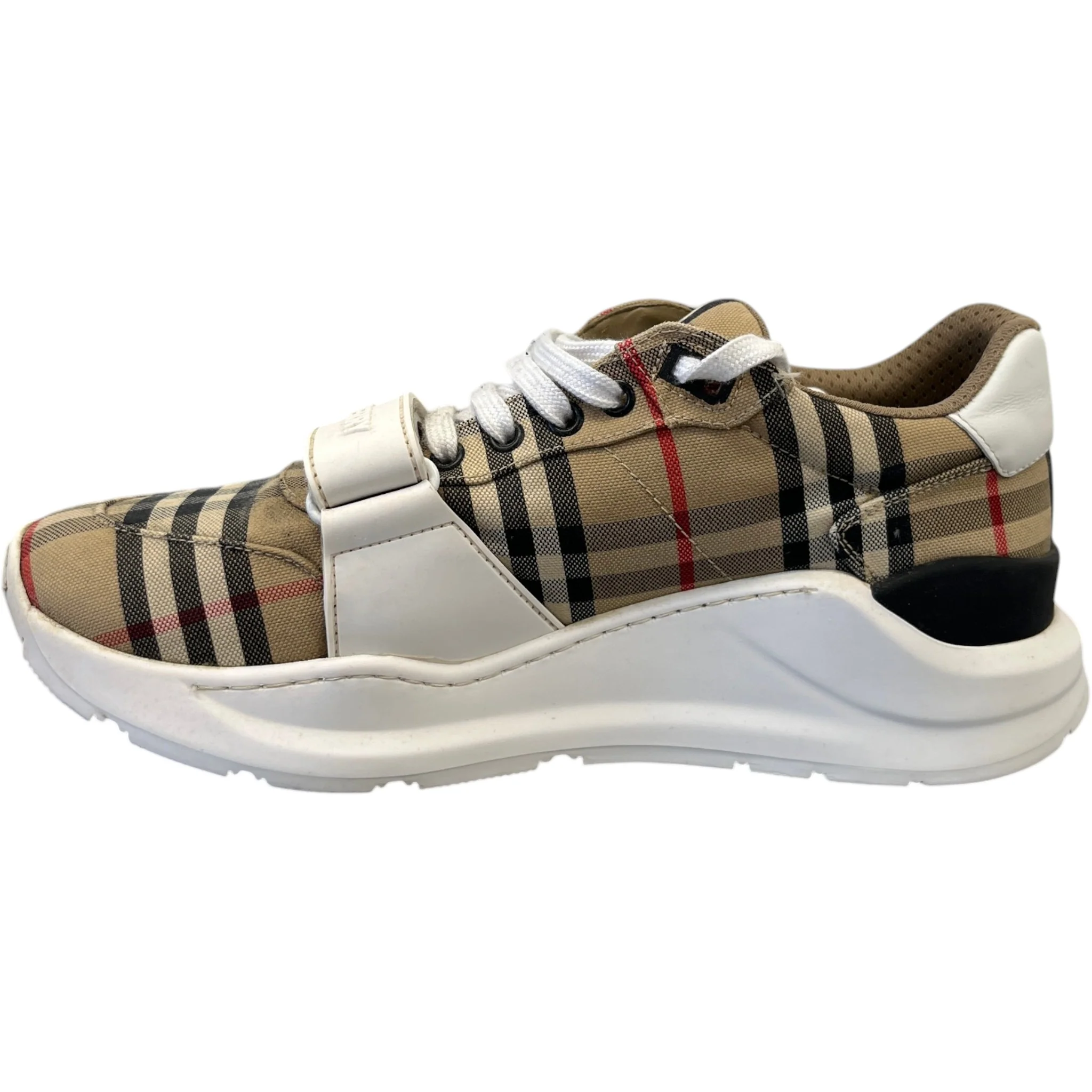 Men's Check Print Low Trainers Beige Size EU 42 / UK 8 - Image 2