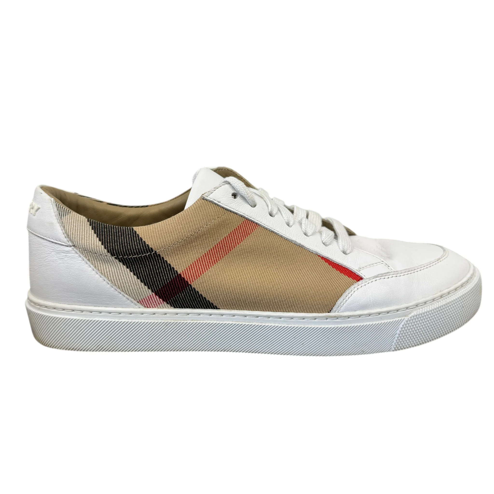 Men's Check Print Low Trainers White Size EU 39.5 / UK 5.5