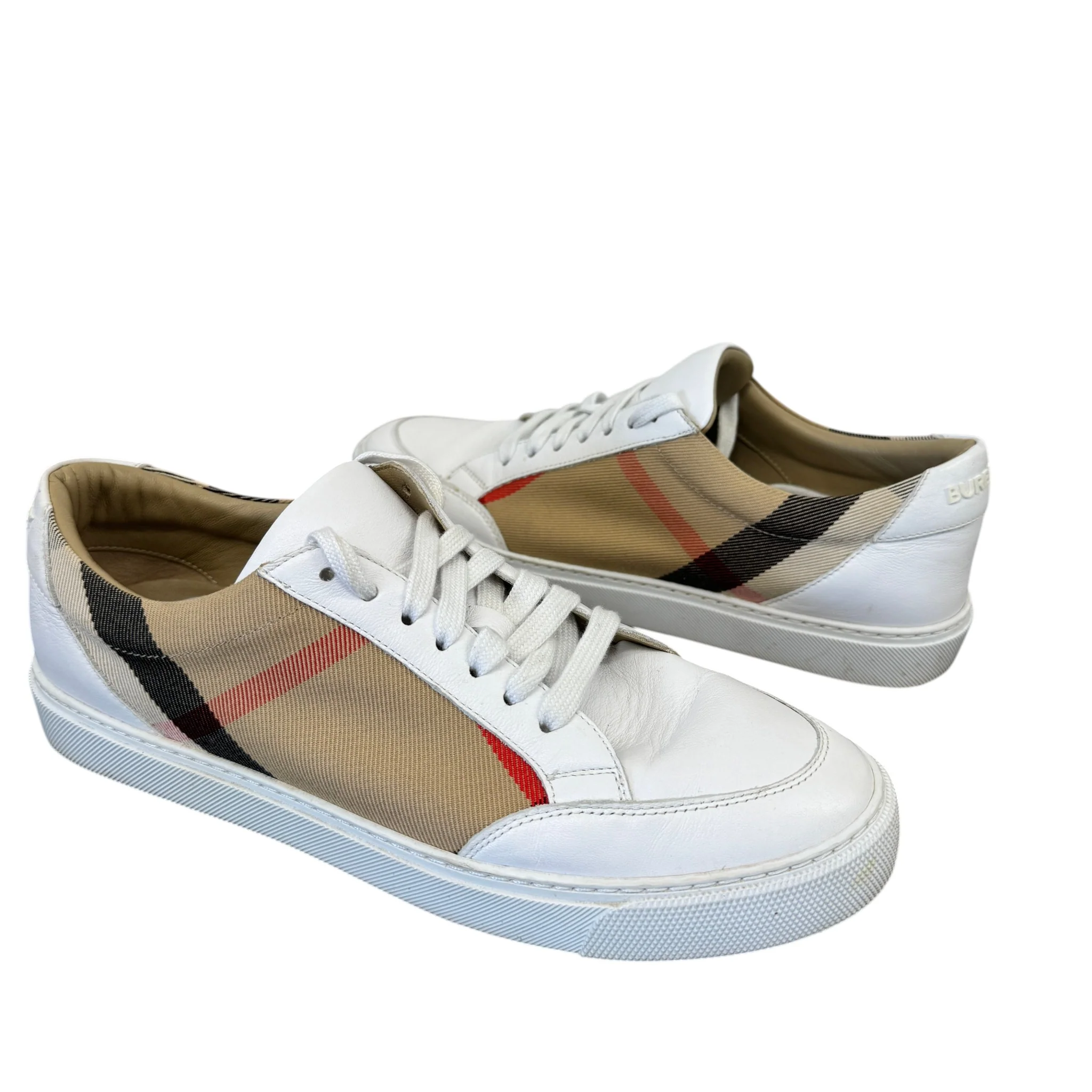Men's Check Print Low Trainers White Size EU 39.5 / UK 5.5 - Image 3