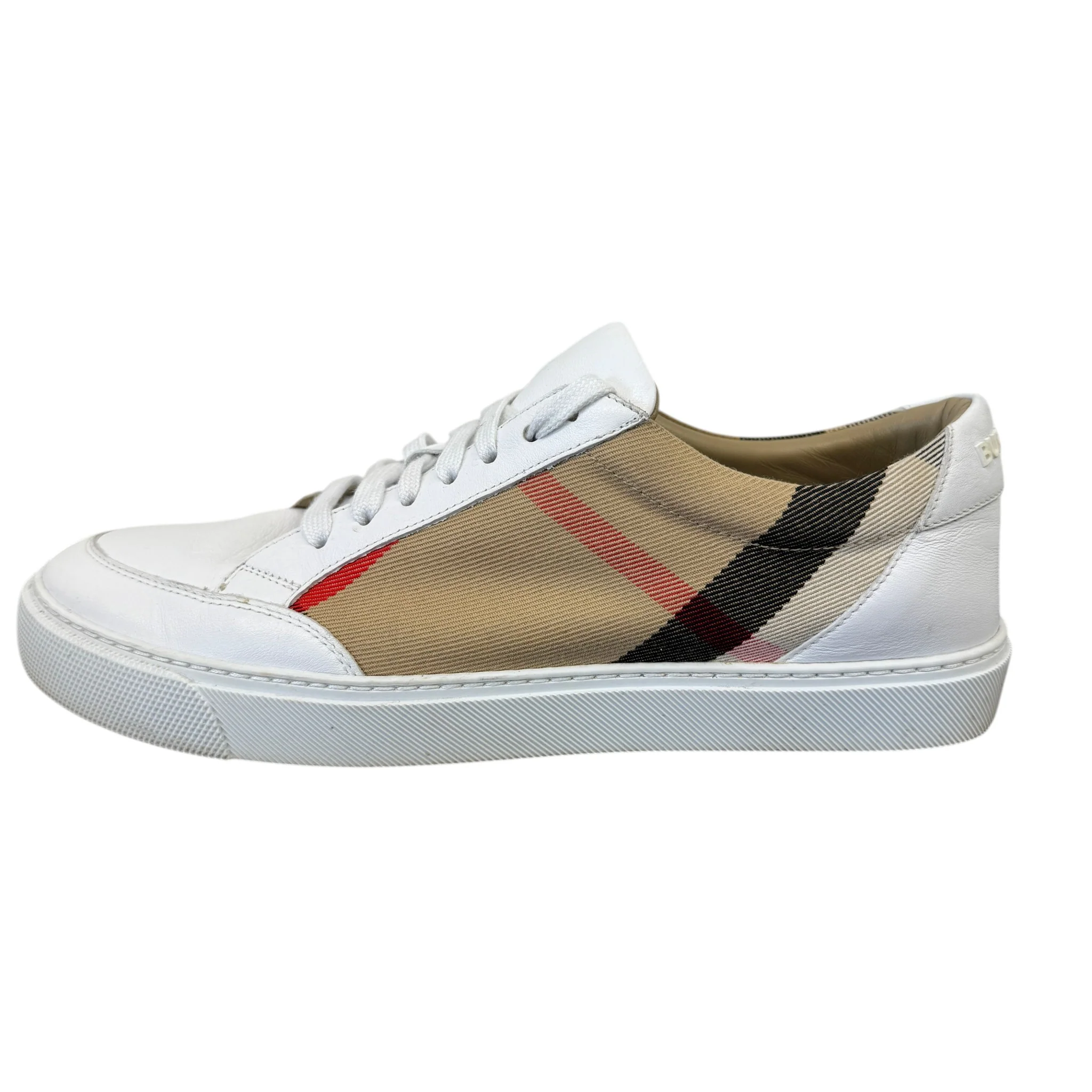 Men's Check Print Low Trainers White Size EU 39.5 / UK 5.5 - Image 4