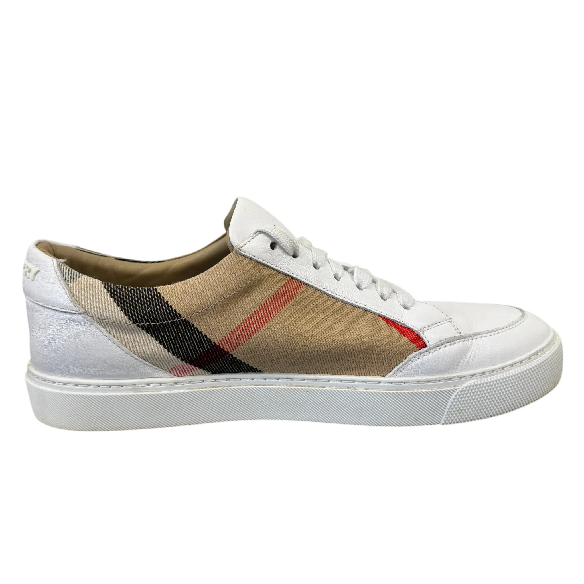 Men's Check Print Low Trainers White Size EU 39.5 / UK 5.5 - Image 5