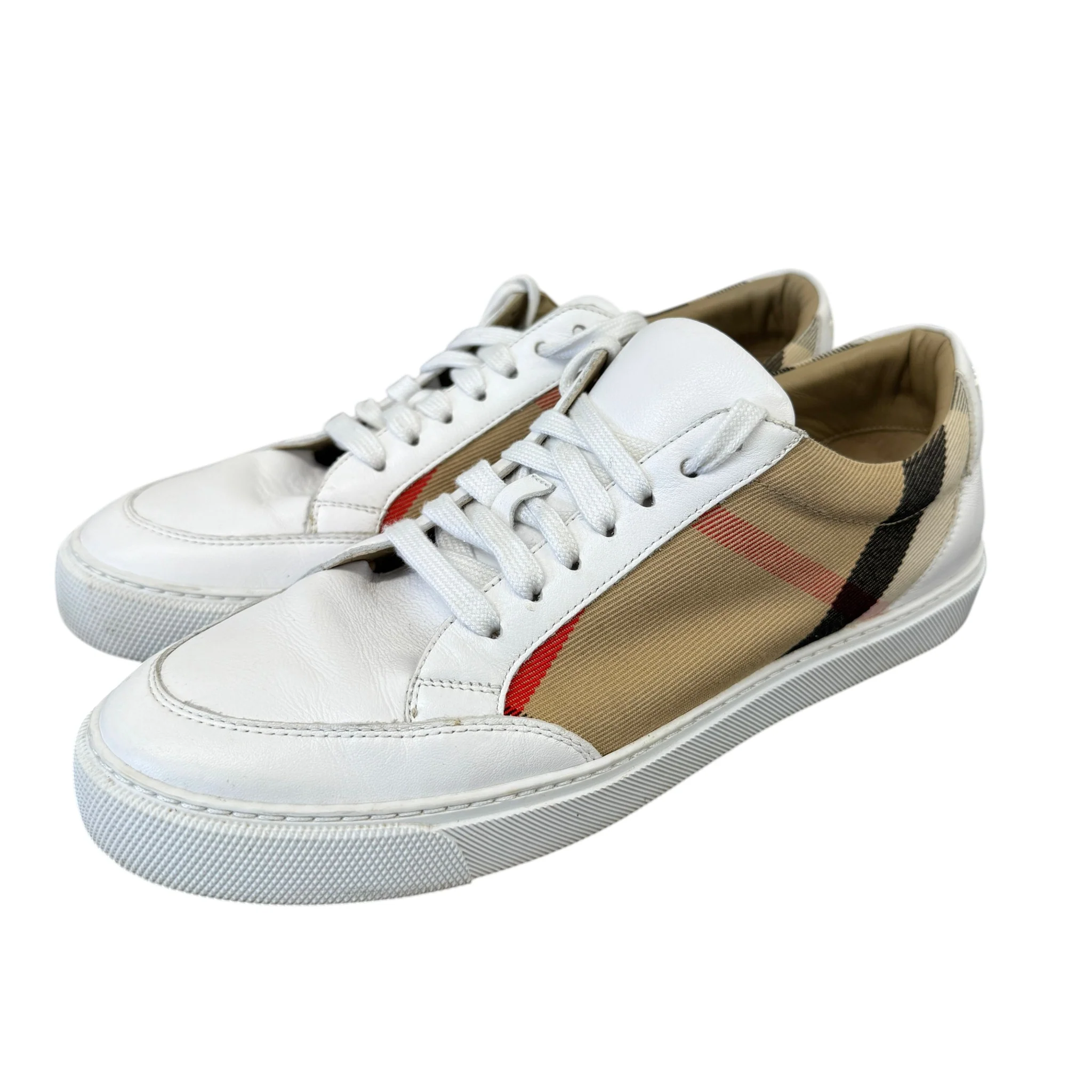 Men's Check Print Low Trainers White Size EU 39.5 / UK 5.5 - Image 7