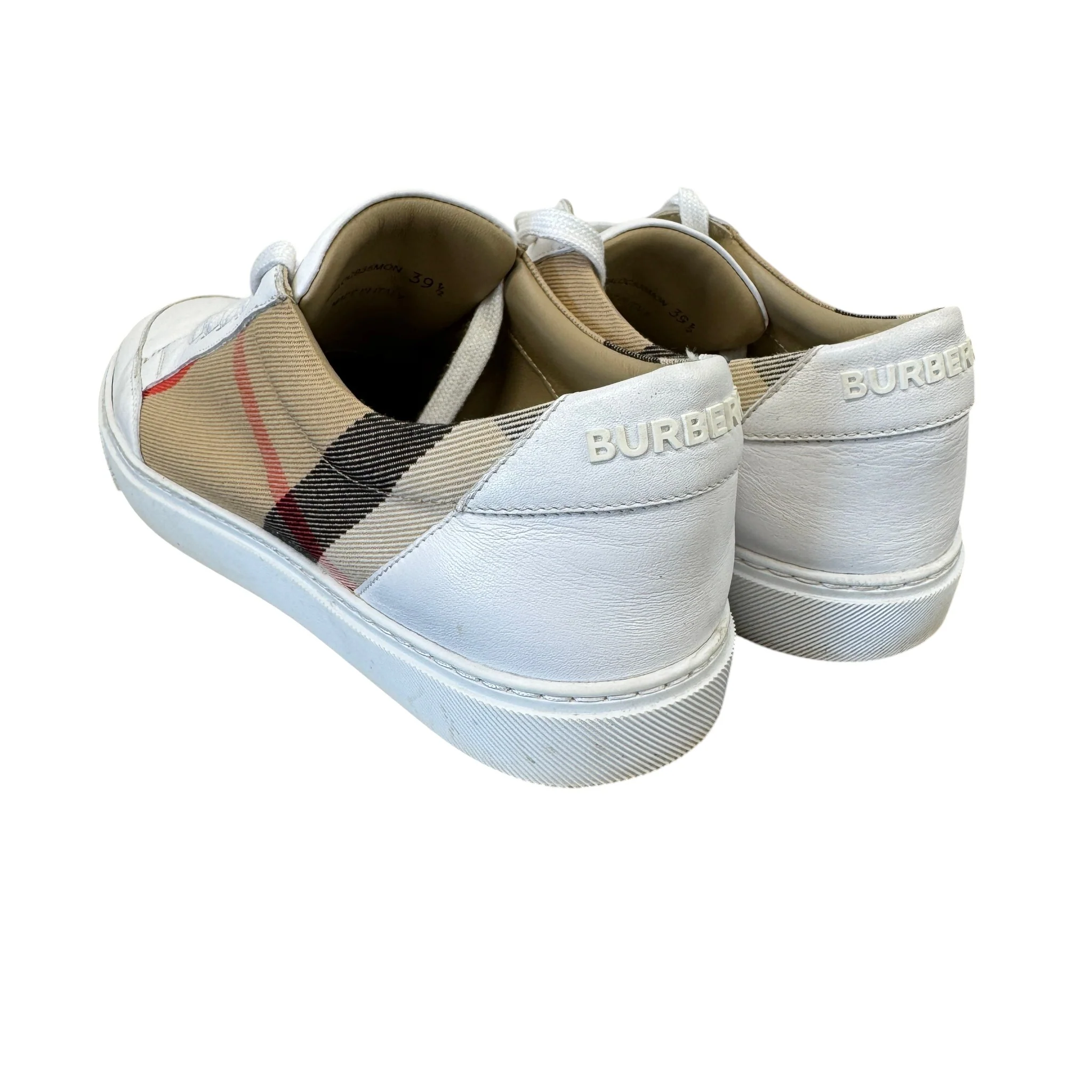 Men's Check Print Low Trainers White Size EU 39.5 / UK 5.5 - Image 8