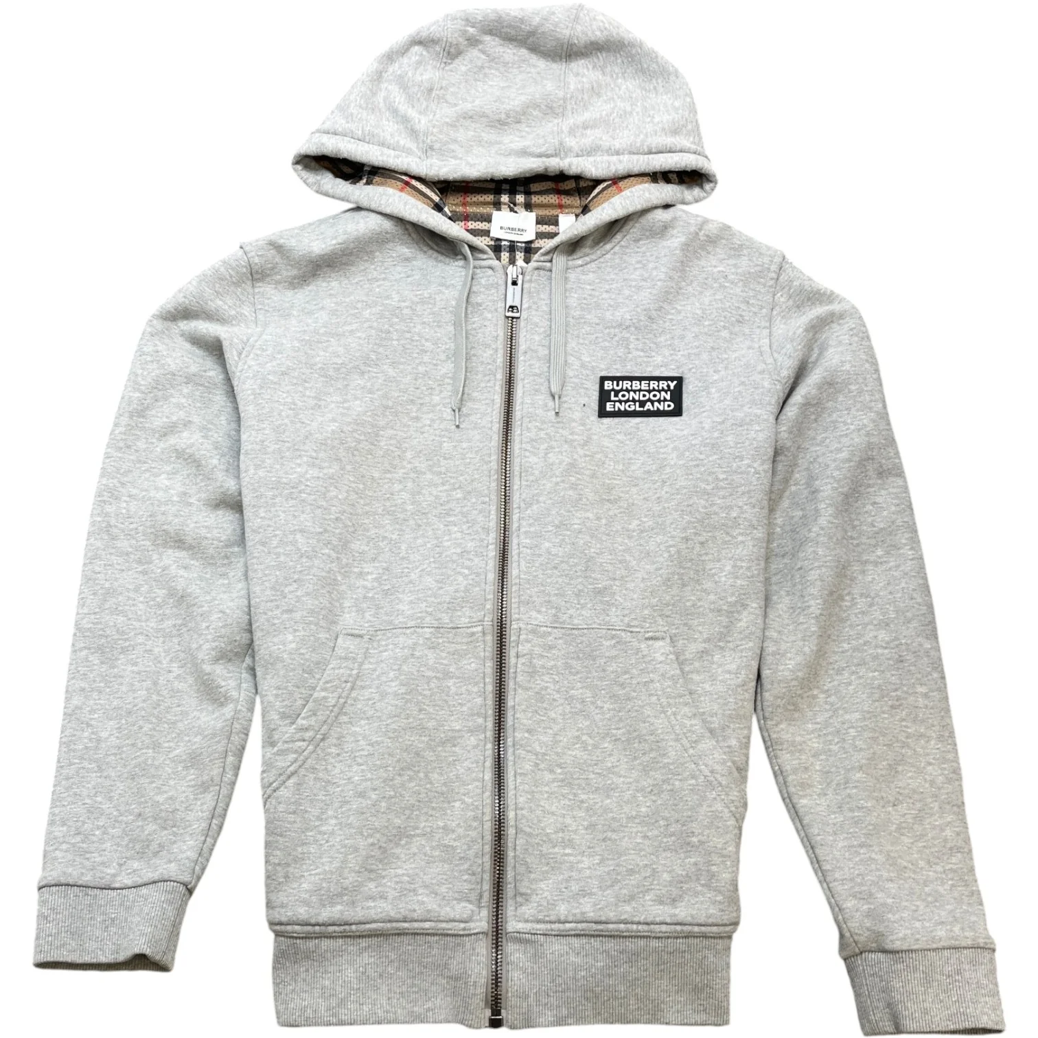 Men's Checked Hove Zip Hoodie Grey Size M