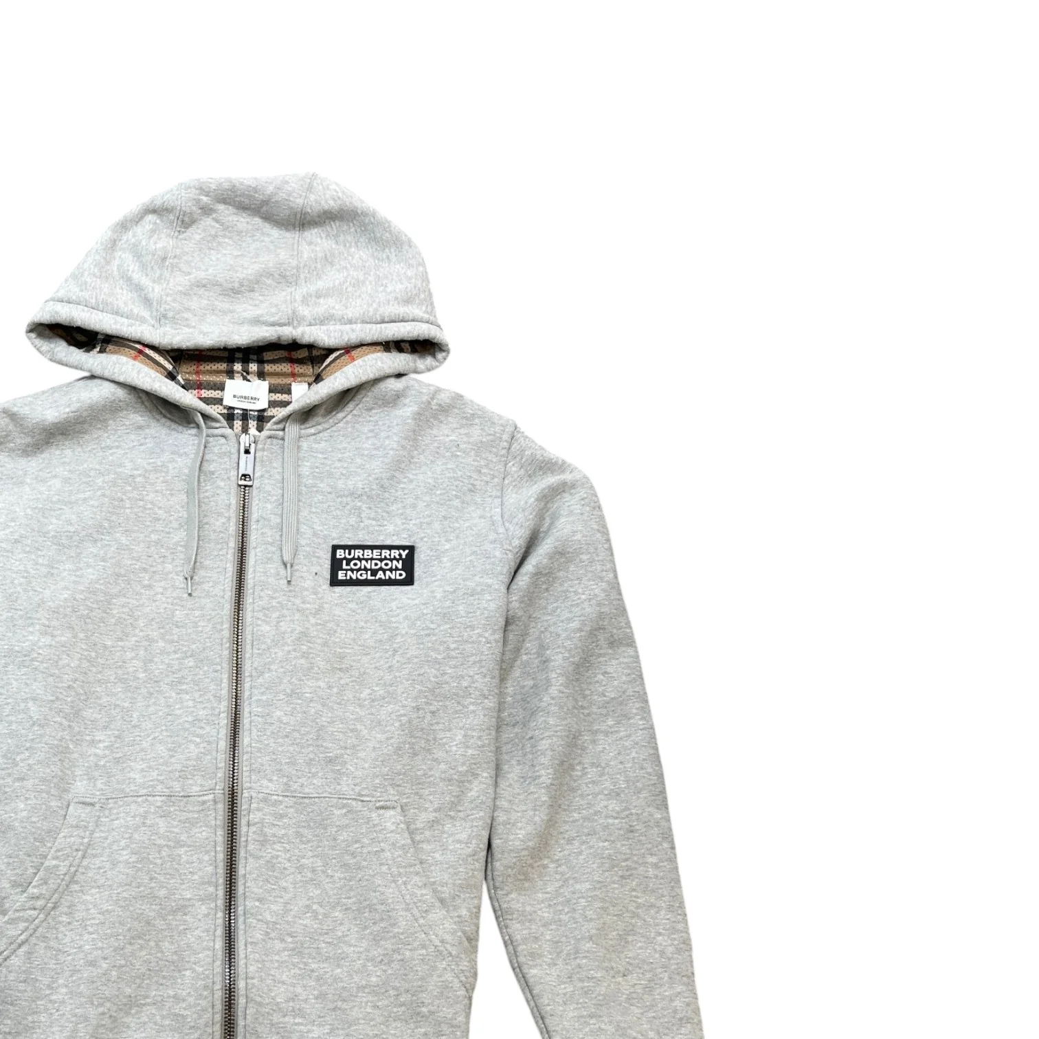Men's Checked Hove Zip Hoodie Grey Size M - Image 3