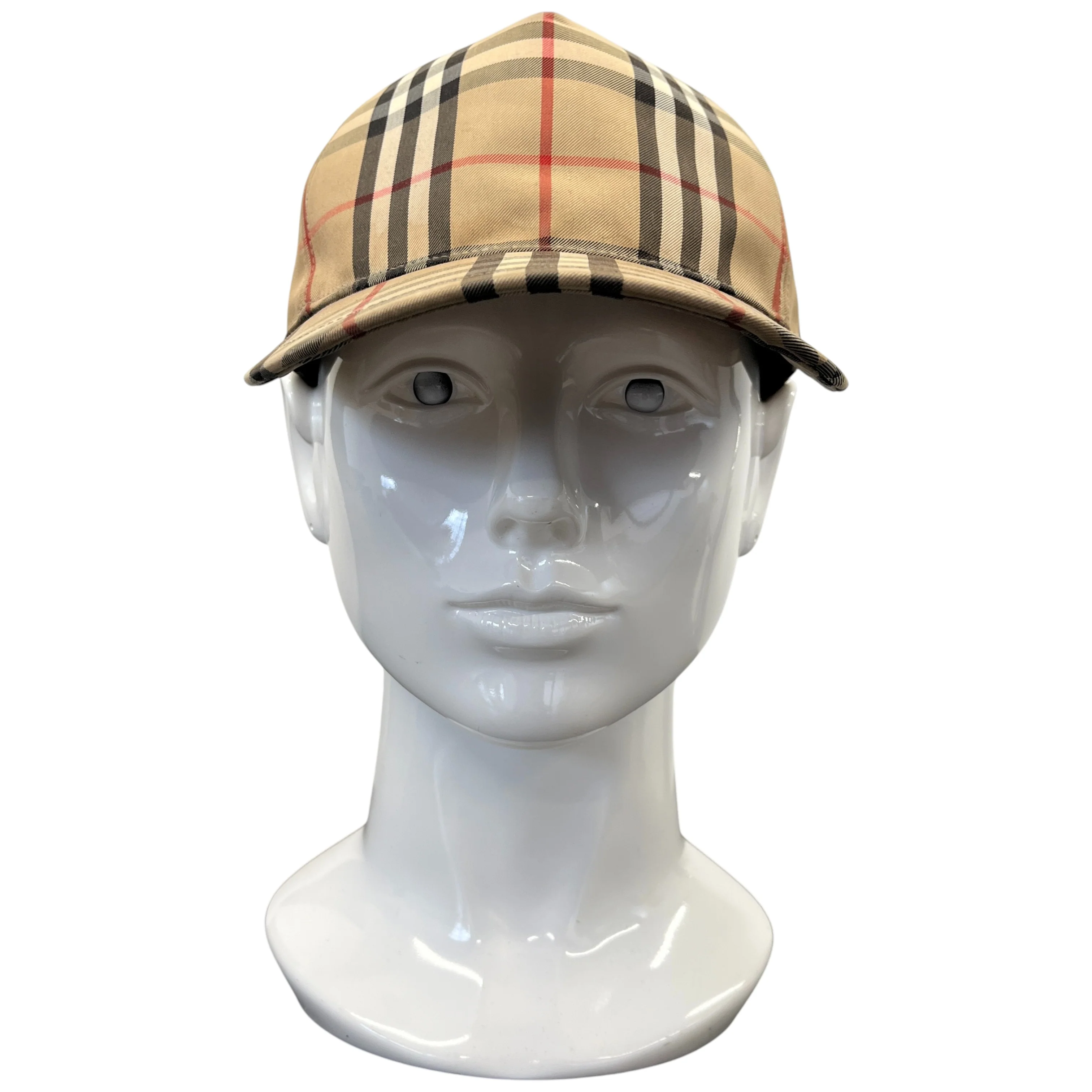 Men's Checkered Cap Beige Size M - Image 2