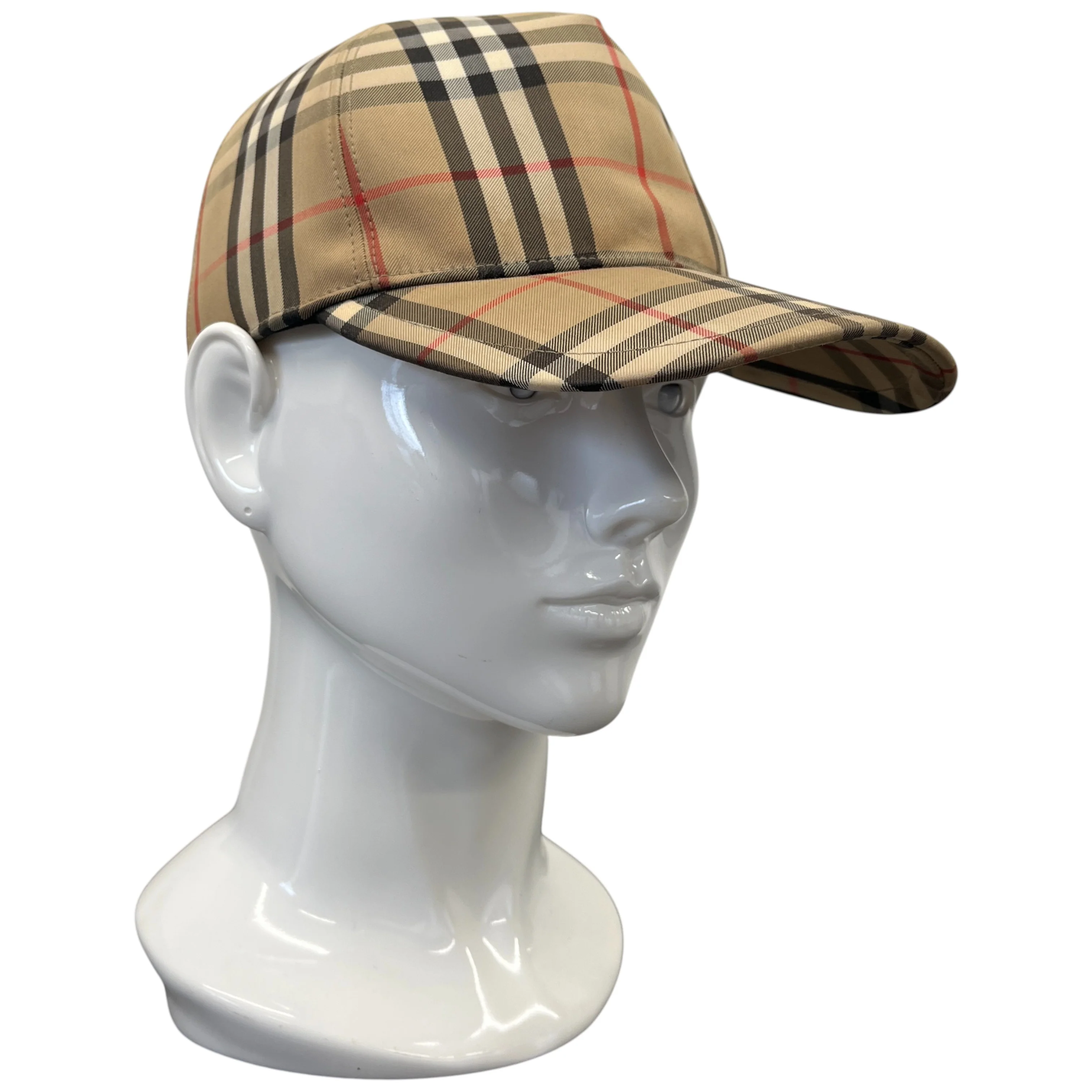 Men's Checkered Cap Beige Size M - Image 3