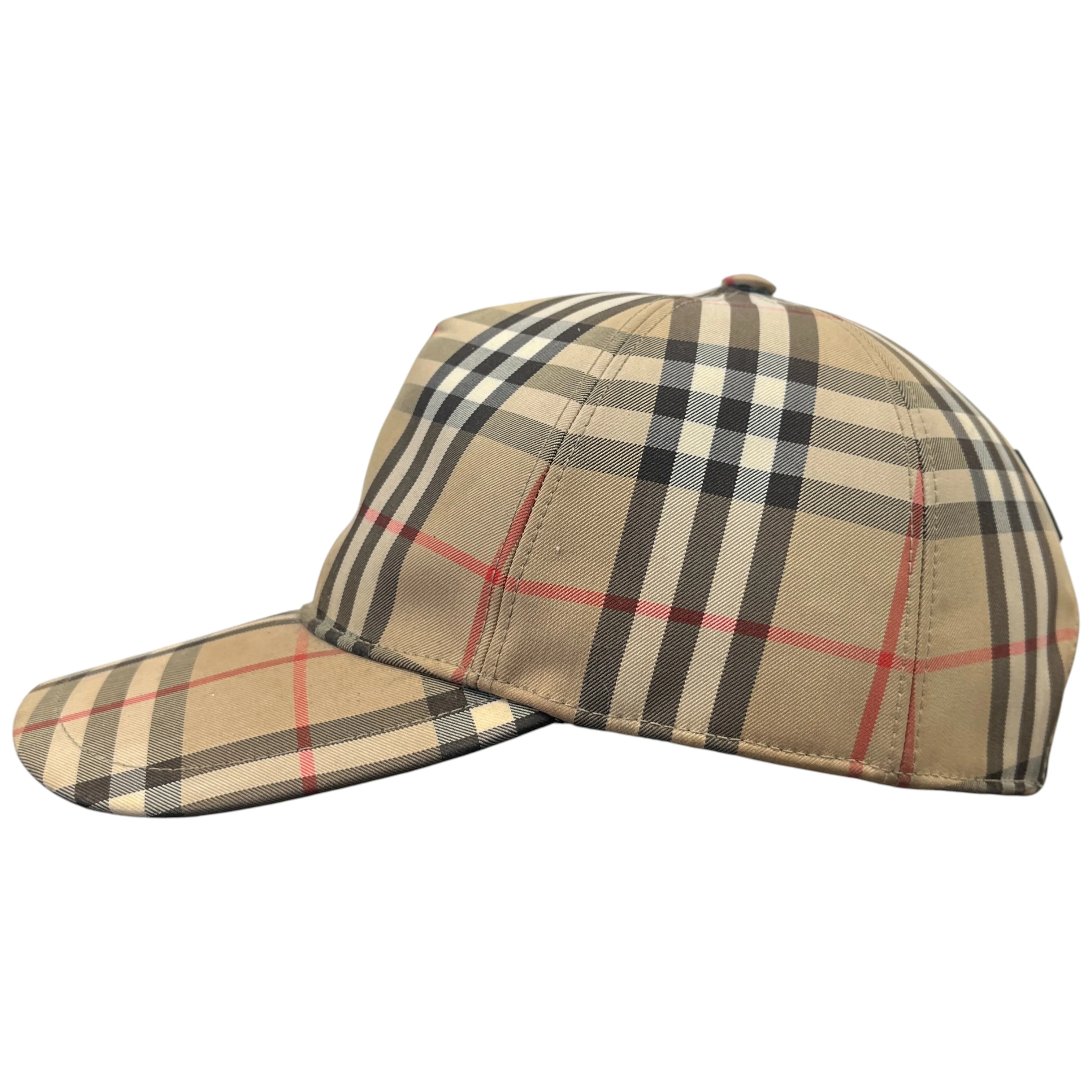 Men's Checkered Cap Beige Size M - Image 4