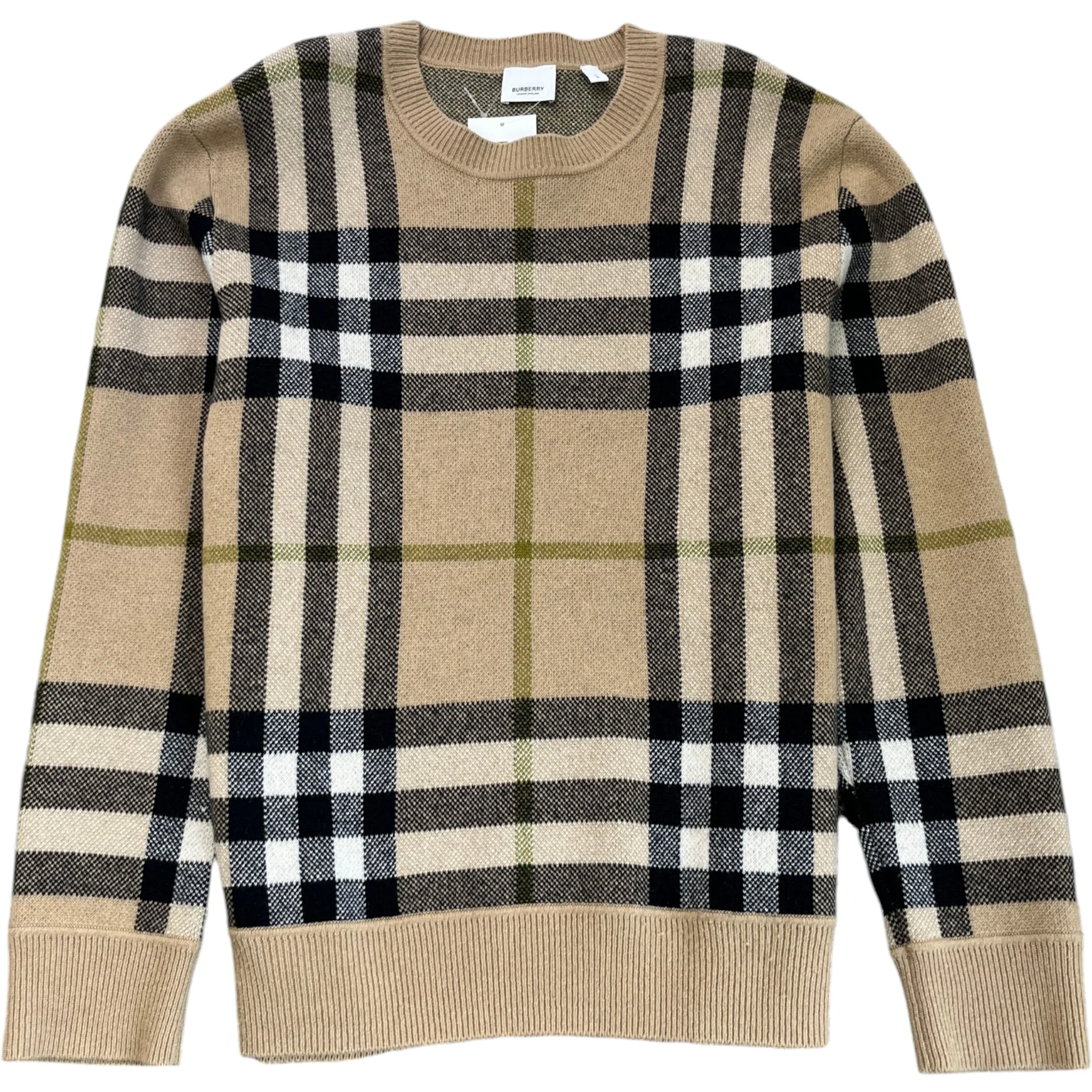 Men's Checkered Cashmere Jumper Beige Size L
