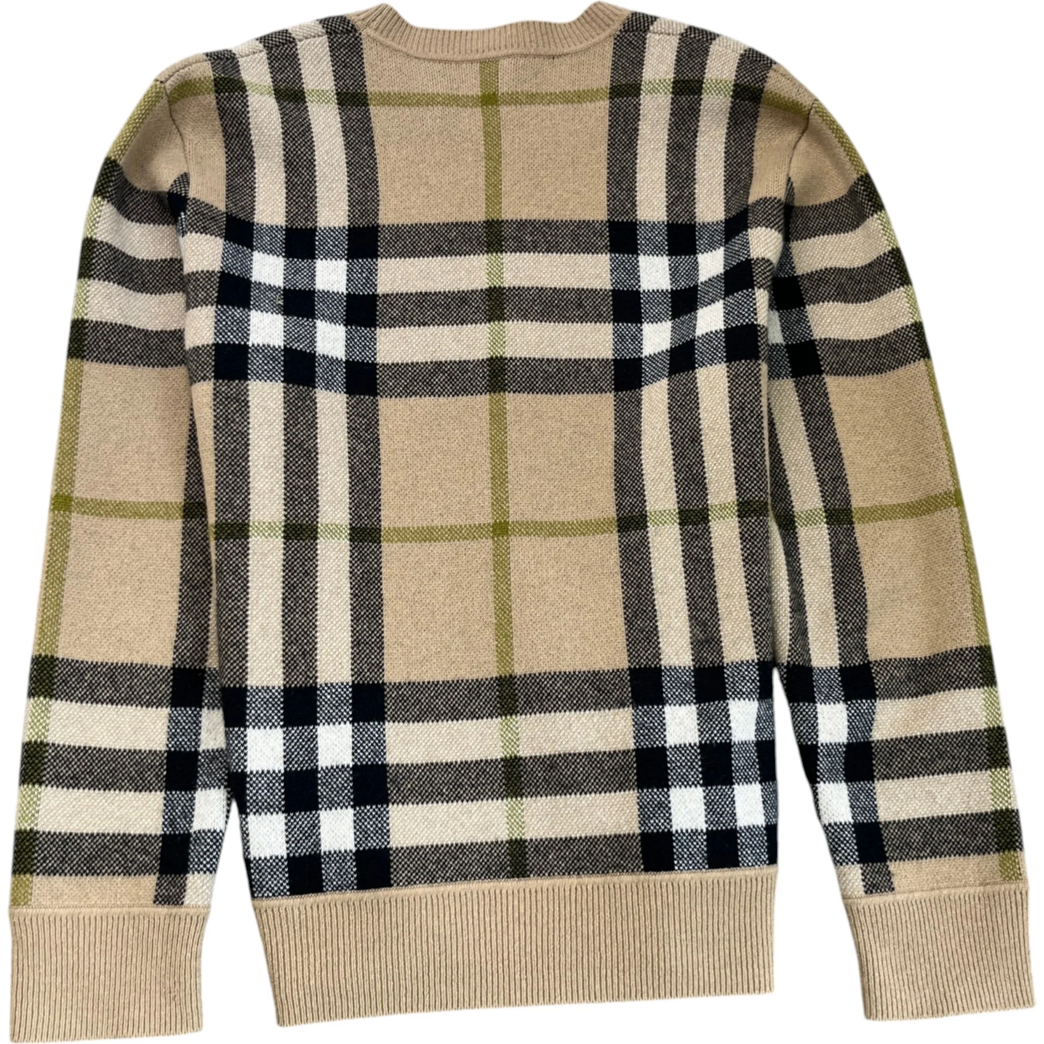Men's Checkered Cashmere Jumper Beige Size L - Image 2