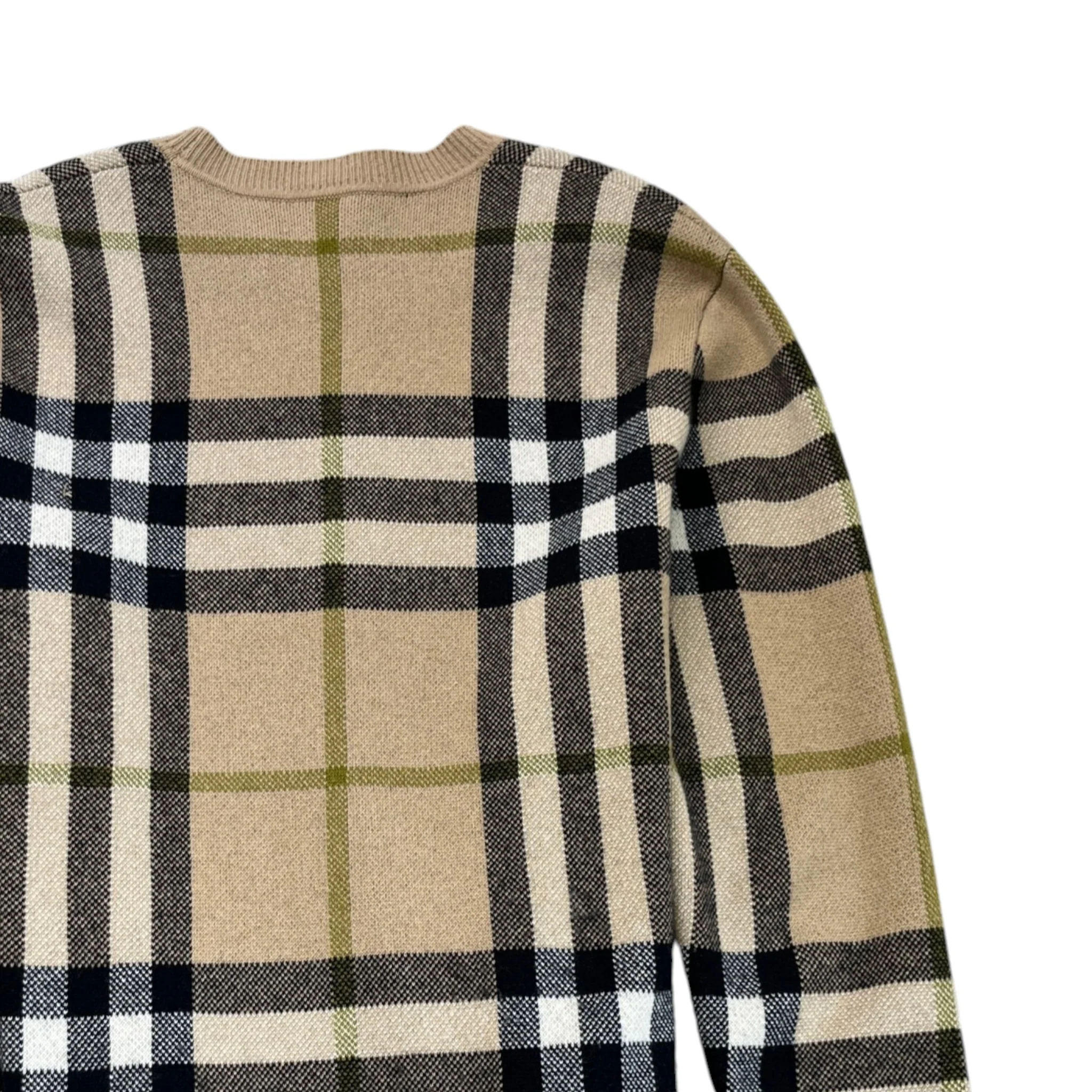 Men's Checkered Cashmere Jumper Beige Size L - Image 4