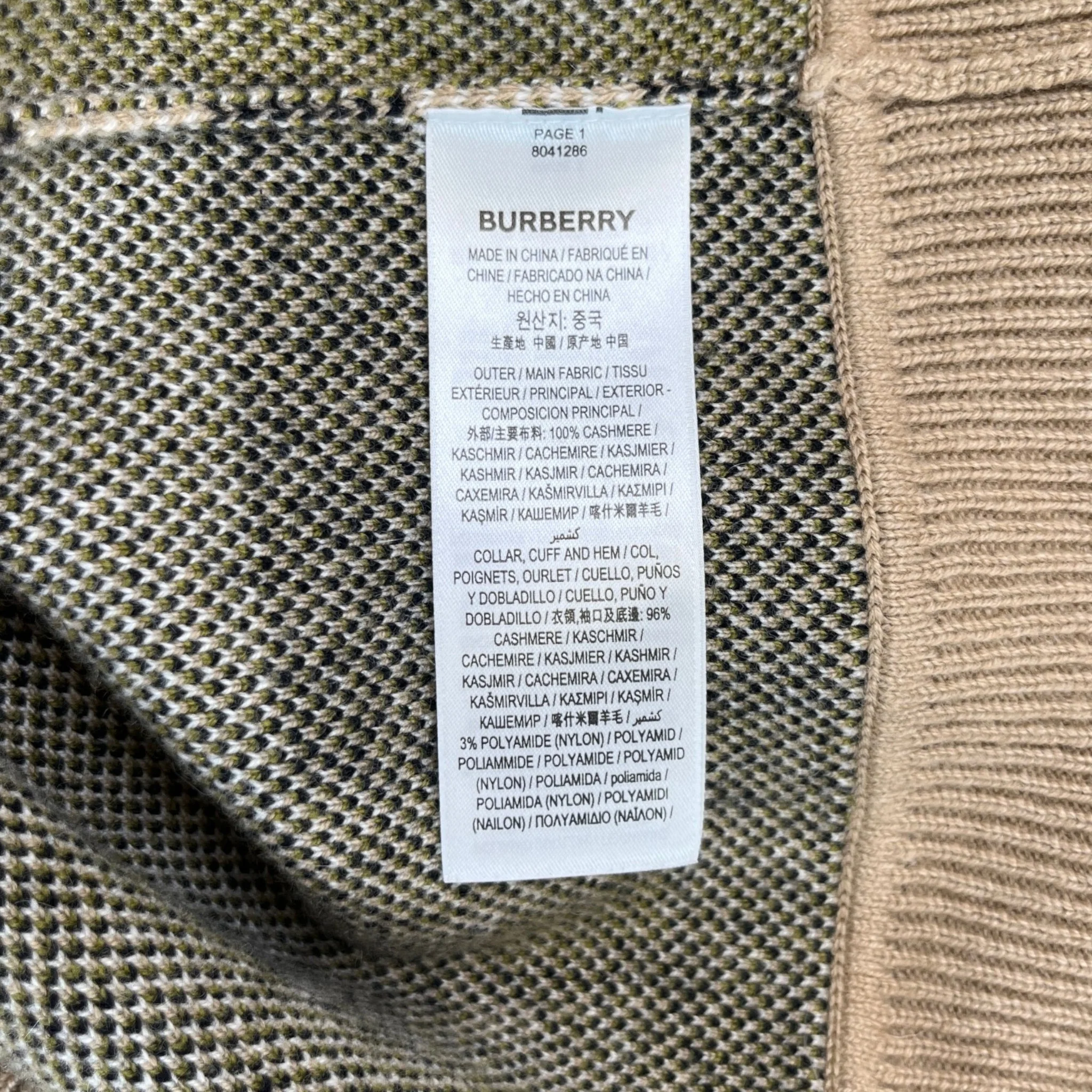 Men's Checkered Cashmere Jumper Beige Size L - Image 7