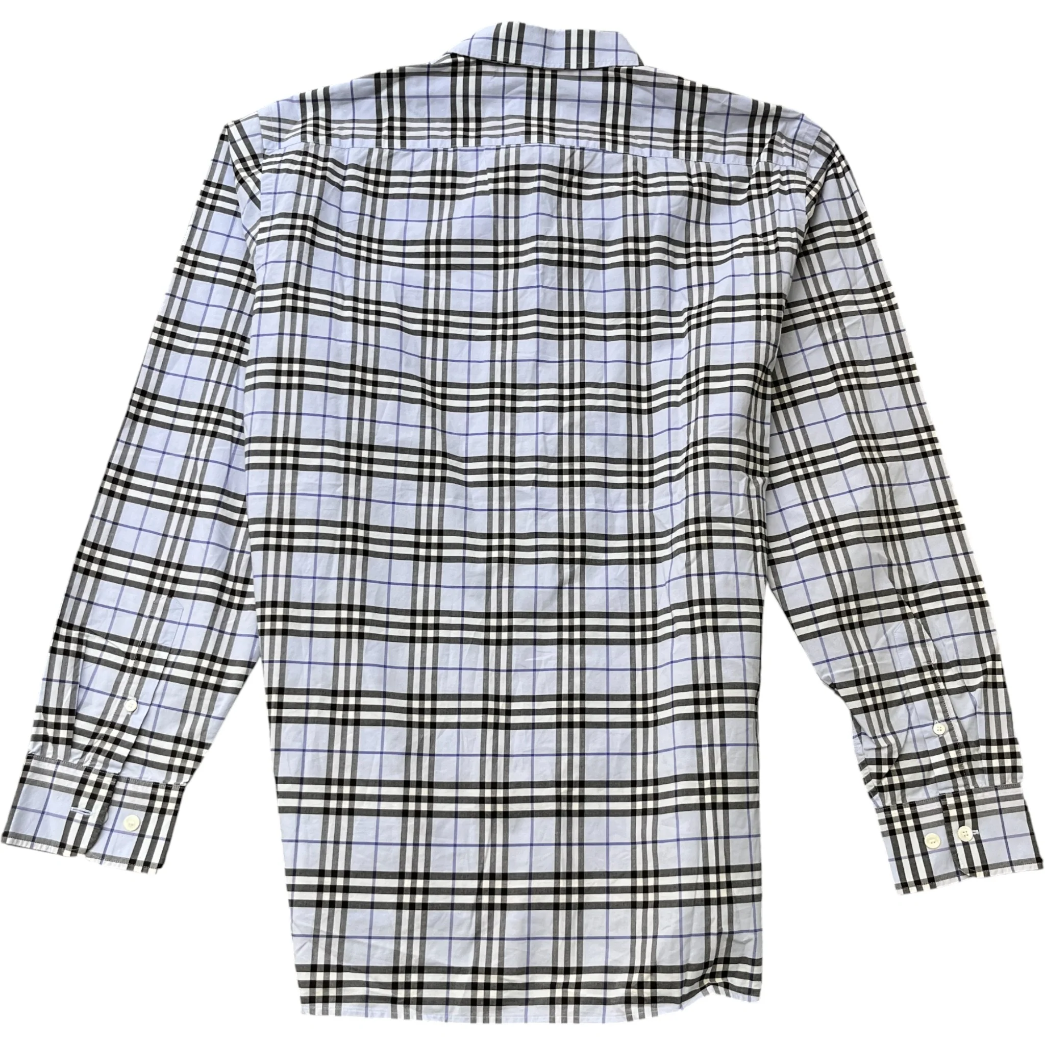 Men's Checkered Long Sleeve Shirt Blue Size XL - Image 2