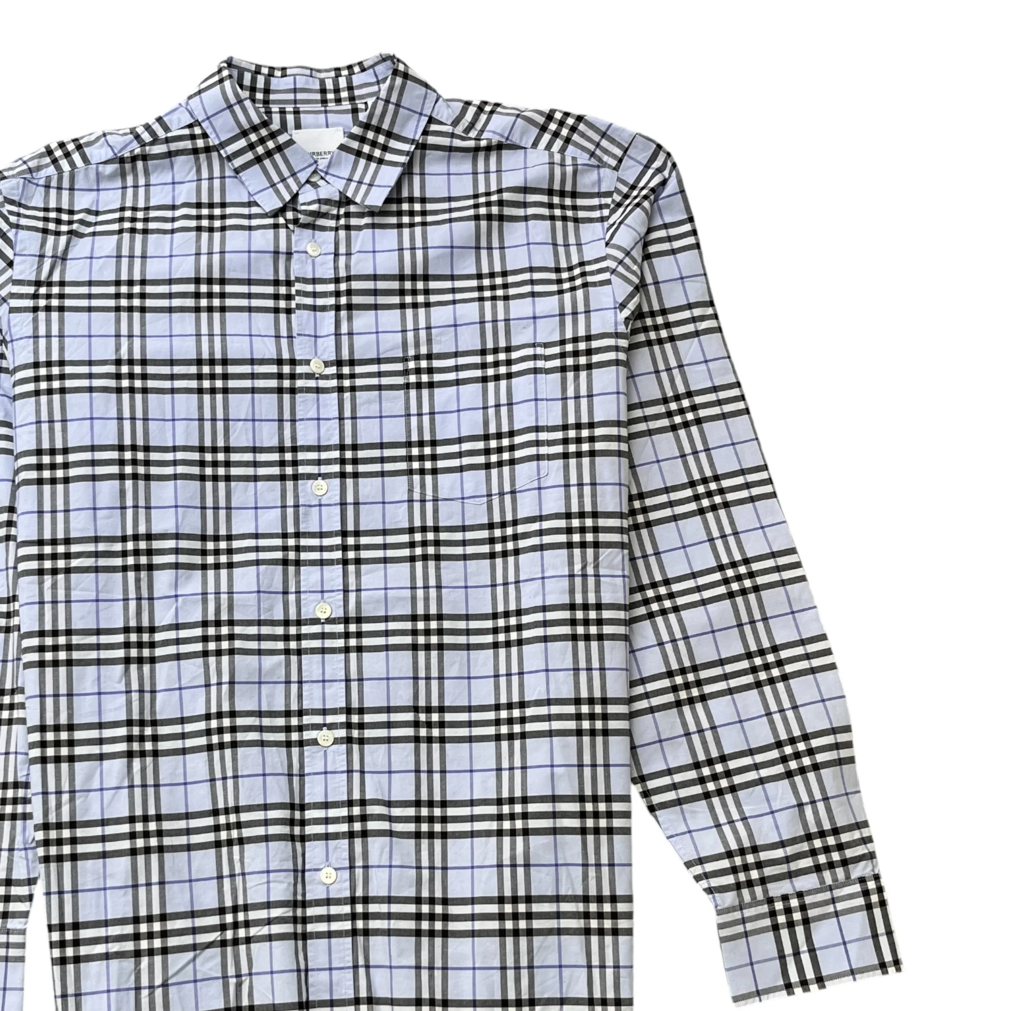 Men's Checkered Long Sleeve Shirt Blue Size XL - Image 3