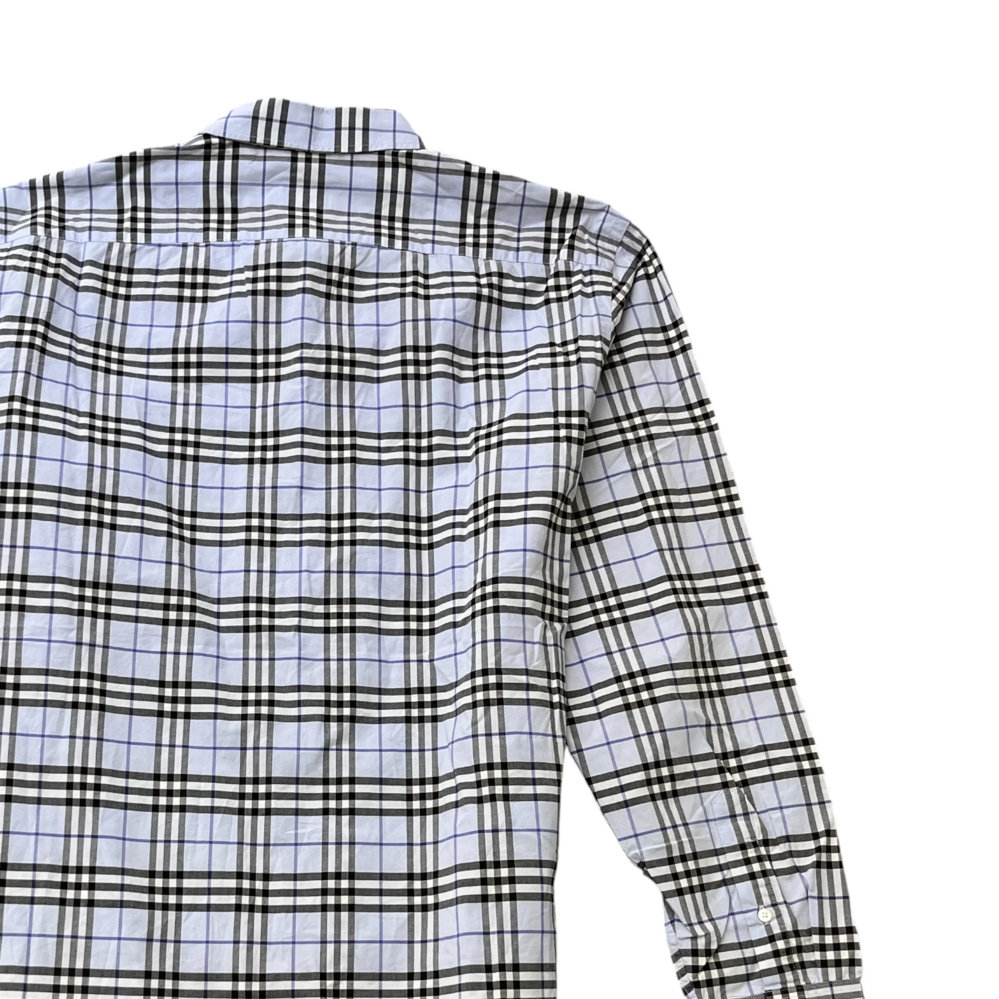 Men's Checkered Long Sleeve Shirt Blue Size XL - Image 4