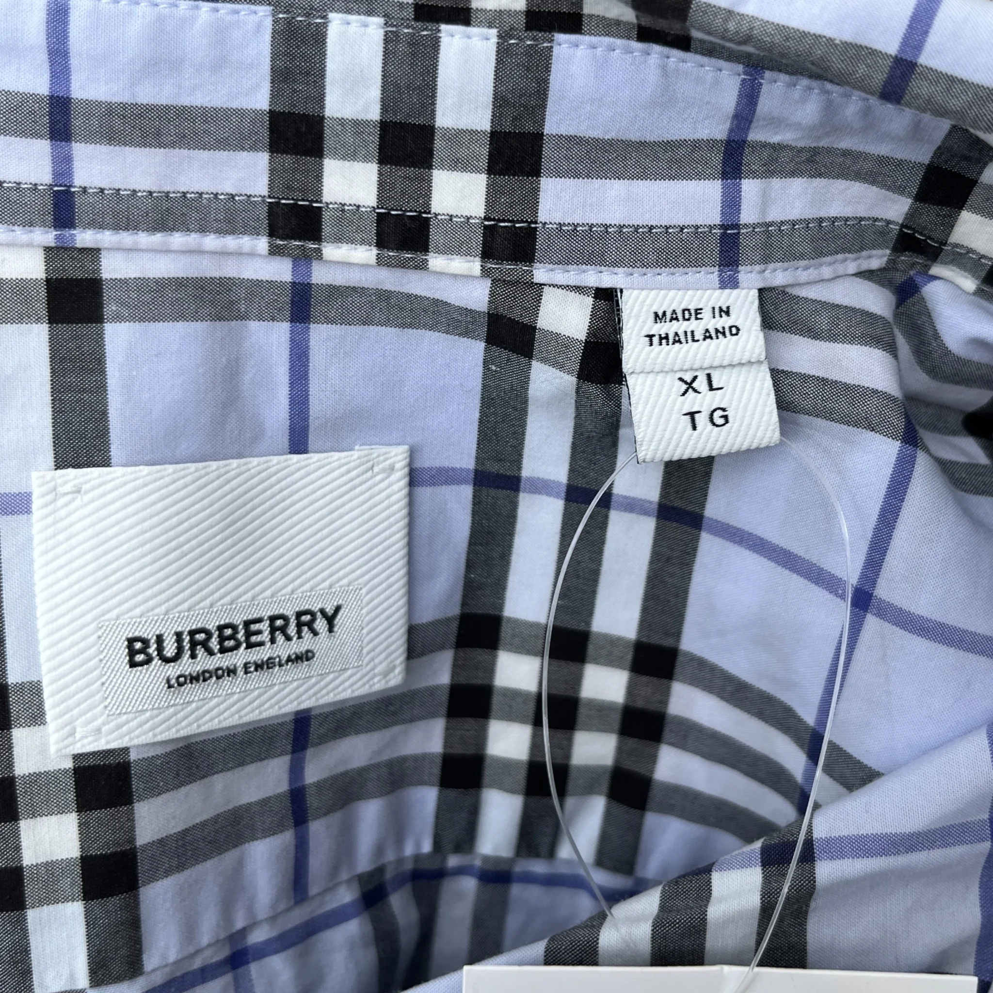 Men's Checkered Long Sleeve Shirt Blue Size XL - Image 7