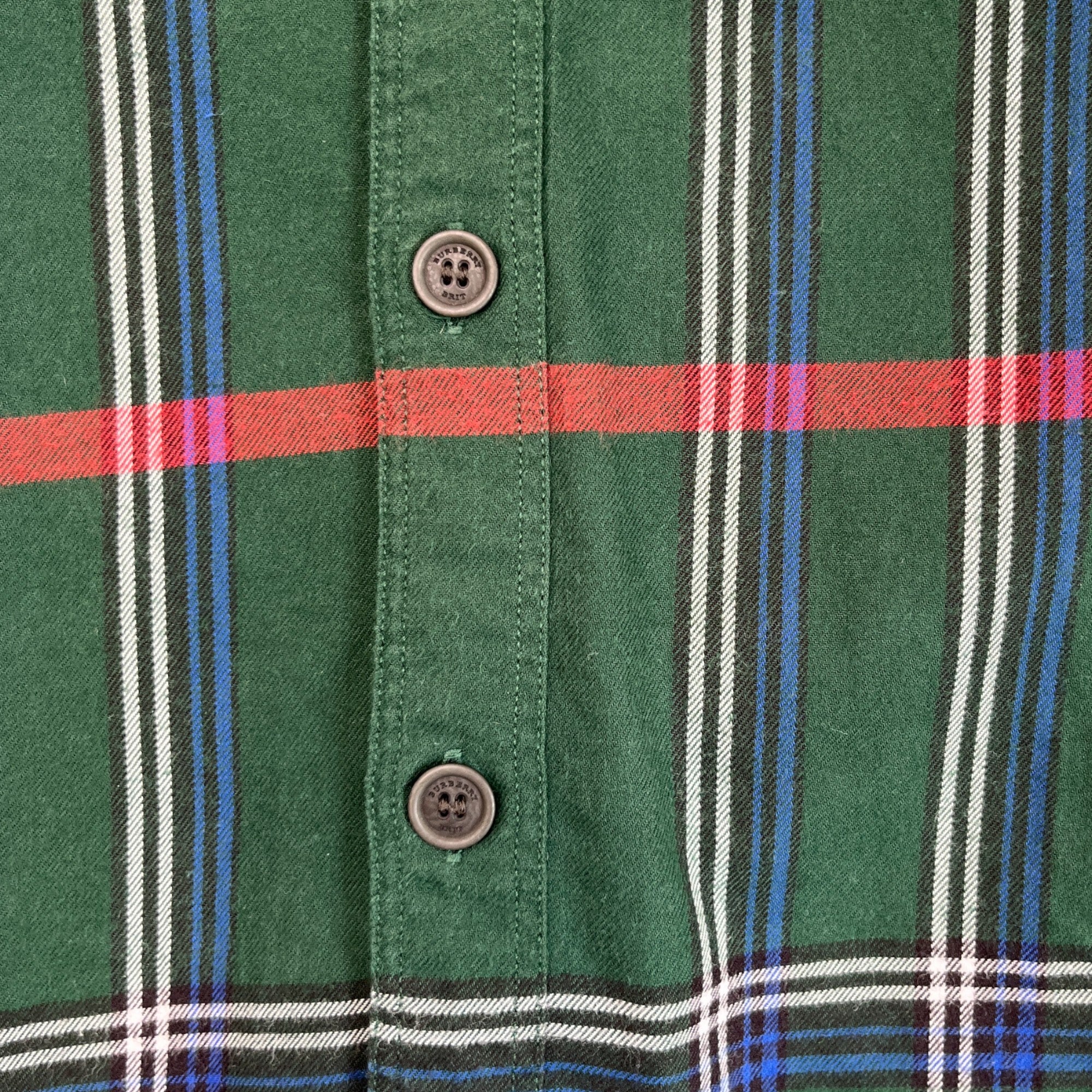 Men's Checkered Long Sleeve Shirt Green Size XS - Image 7