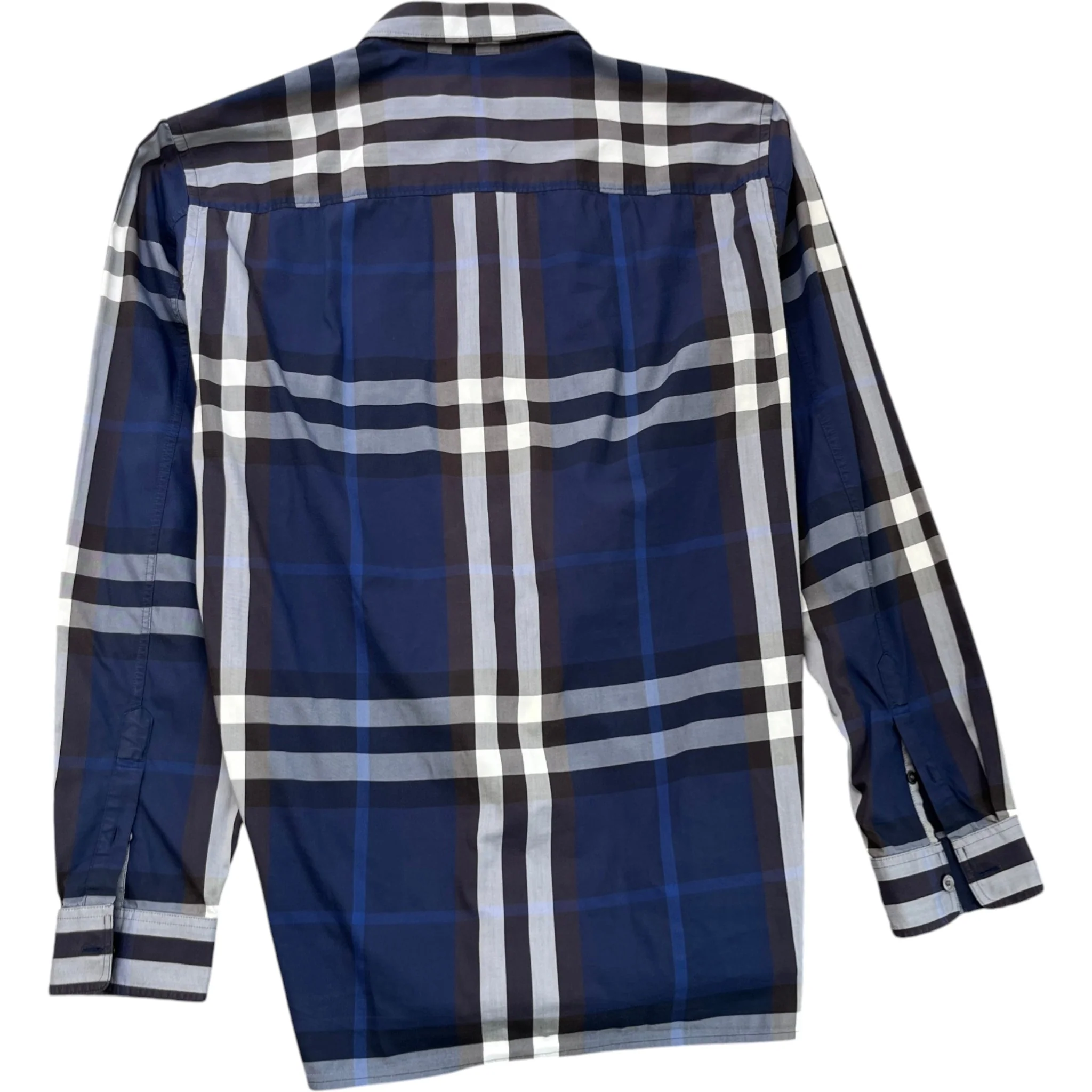 Men's Checkered Long Sleeve Shirt Navy Size L - Image 2