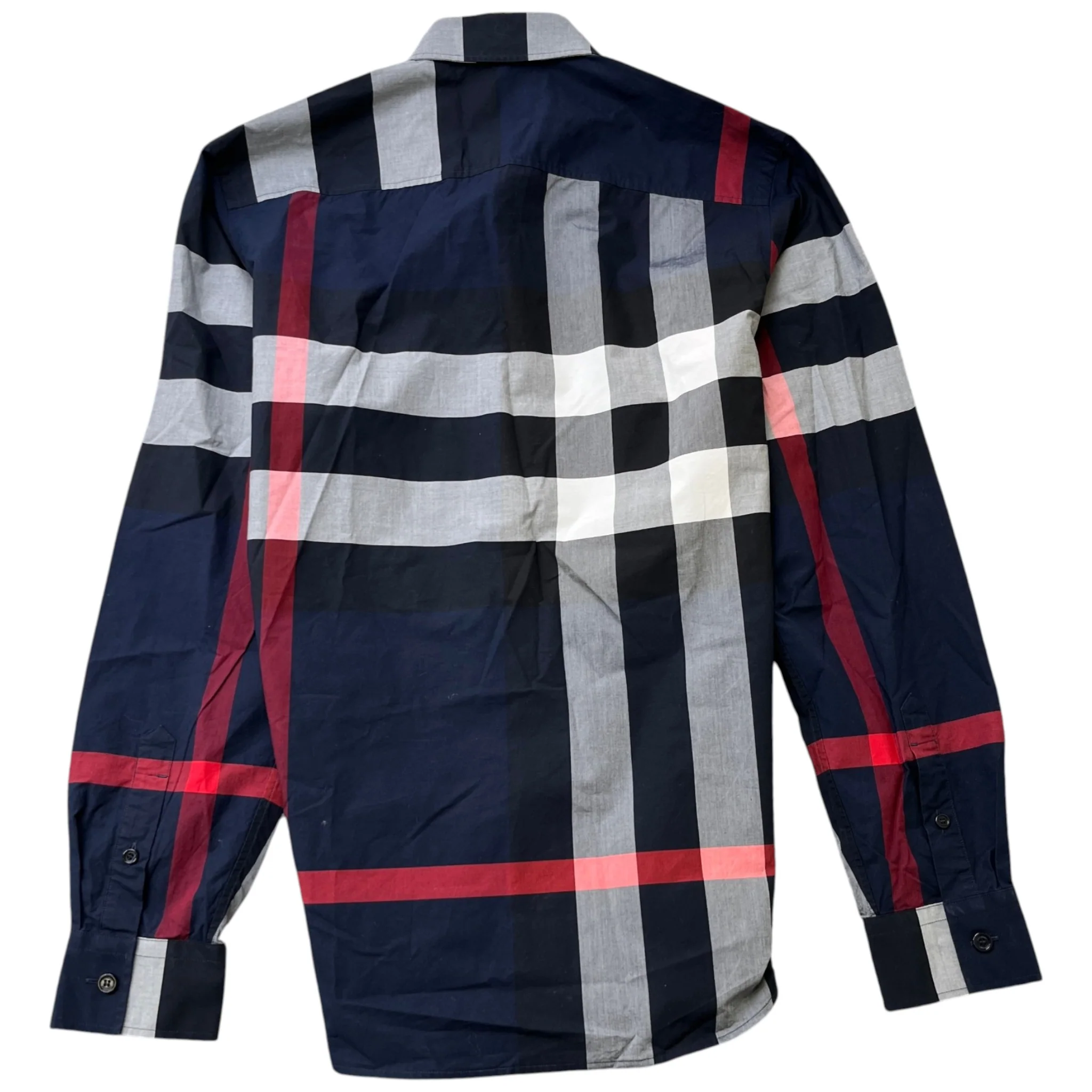 Men's Checkered Long Sleeve Shirt Navy Size S - Image 2