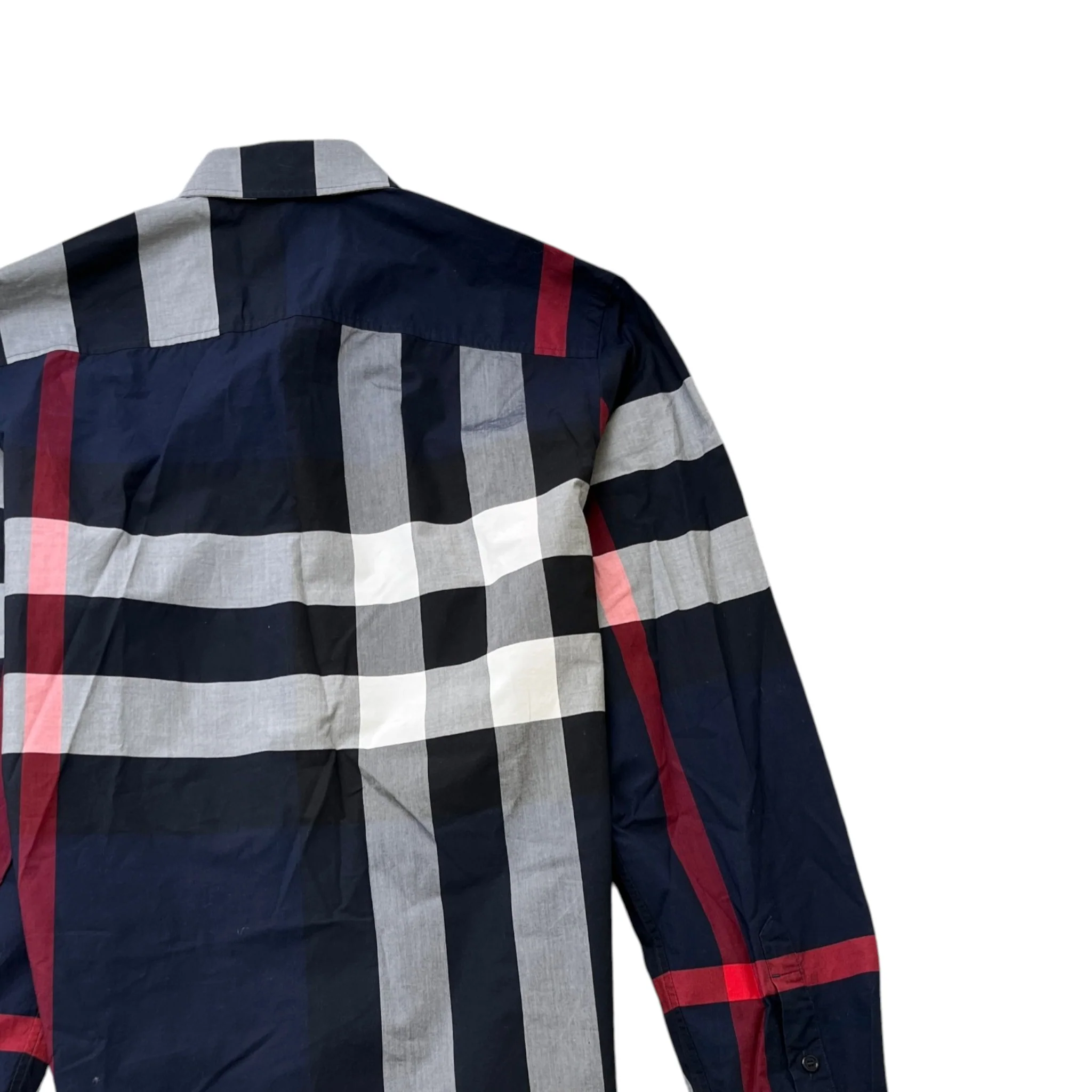 Men's Checkered Long Sleeve Shirt Navy Size S - Image 4