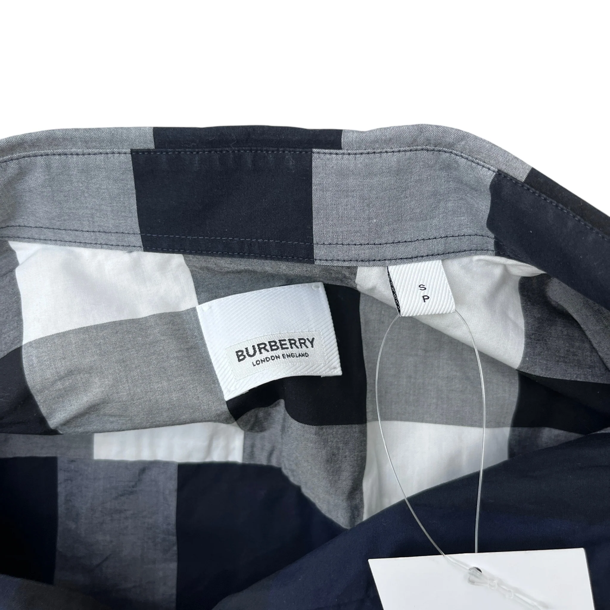 Men's Checkered Long Sleeve Shirt Navy Size S - Image 5