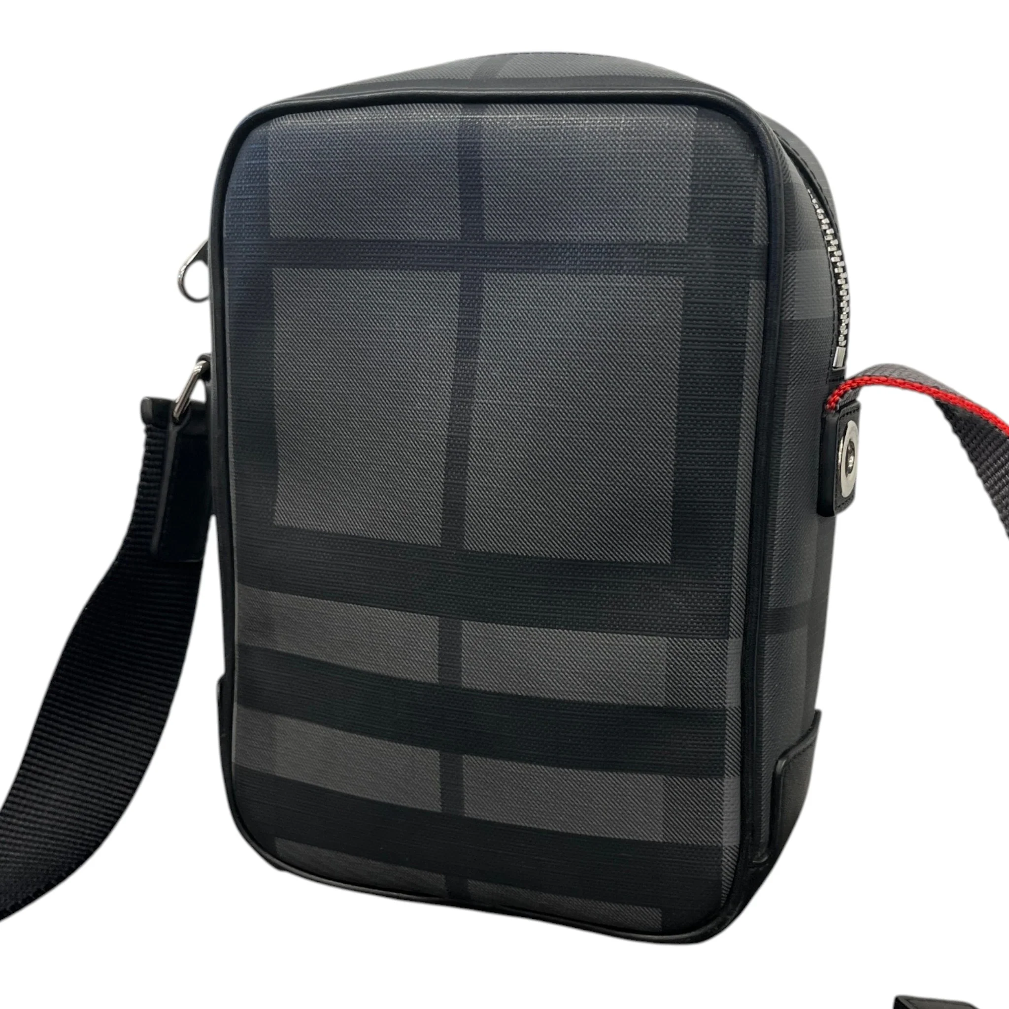 Men's Checkered Messenger Bag Black - Image 8