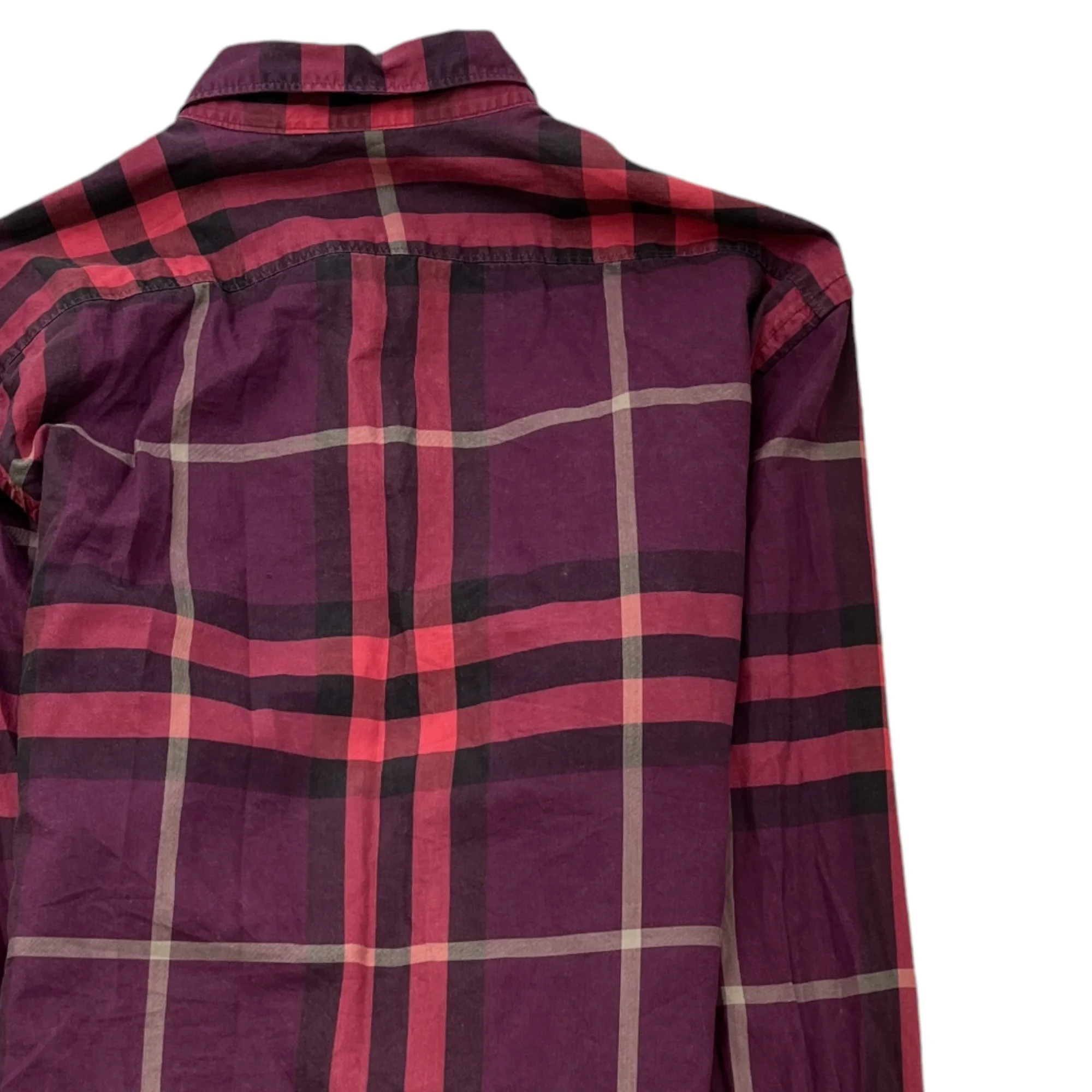 Men's Checkered Shirt Burgundy Size M - Image 4