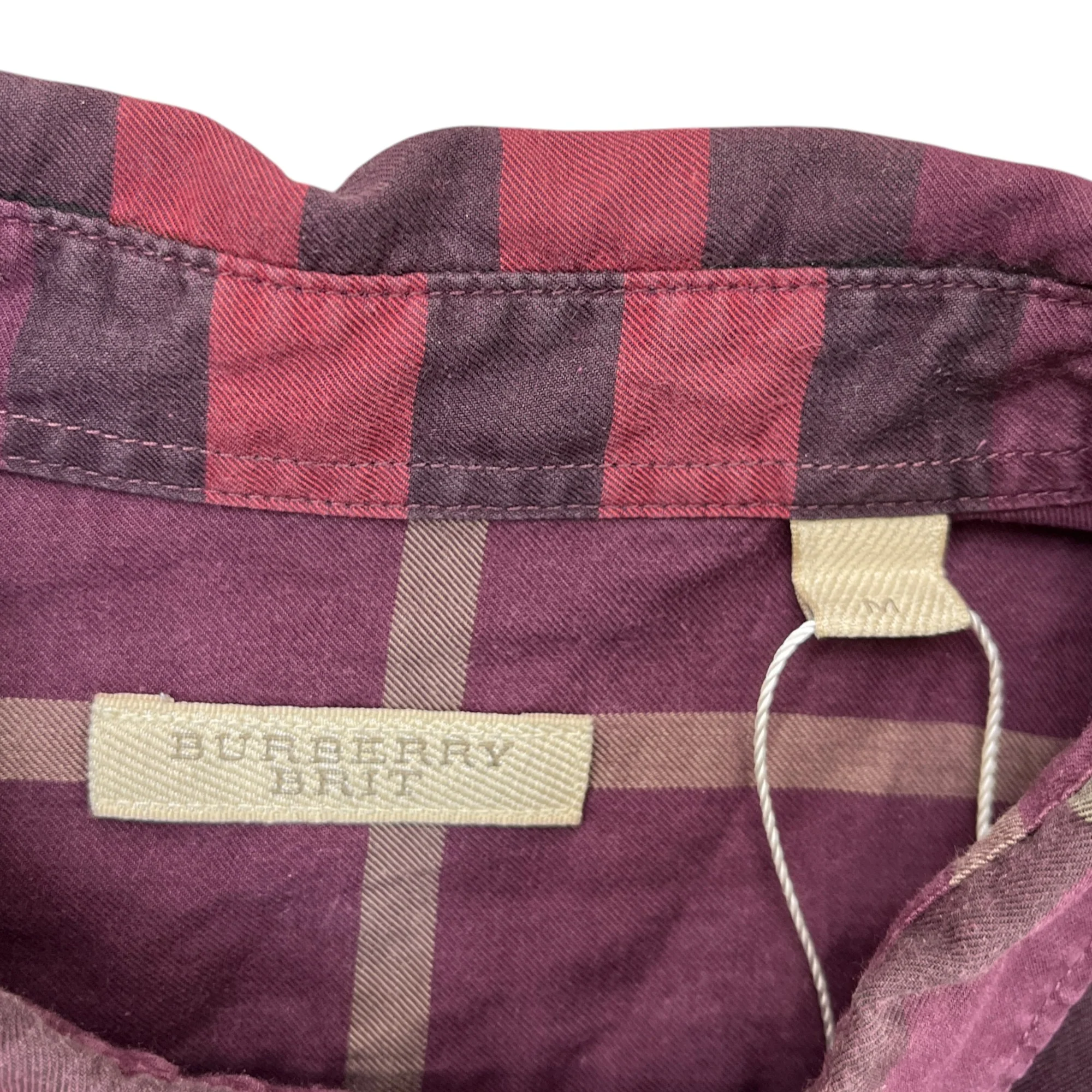 Men's Checkered Shirt Burgundy Size M - Image 5