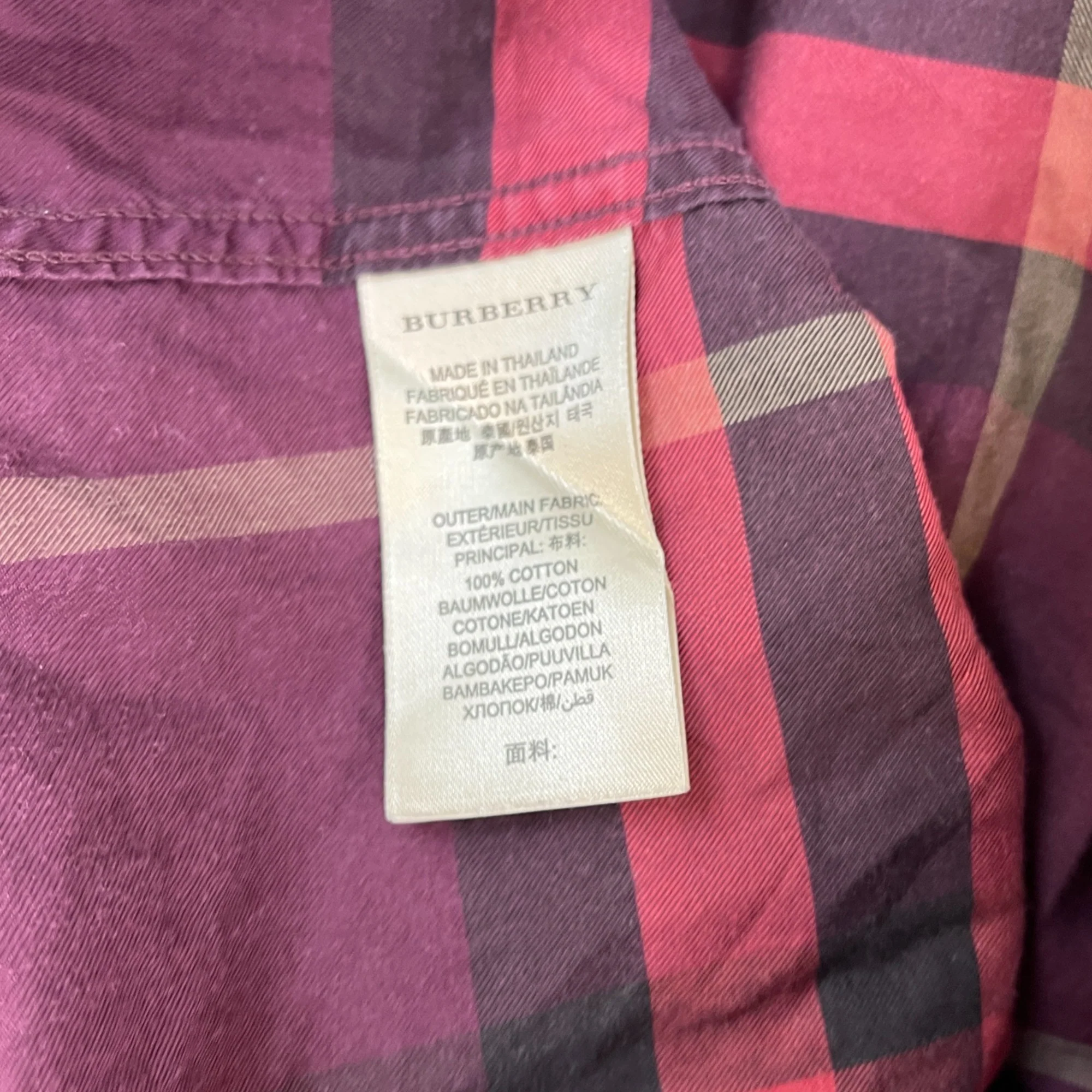 Men's Checkered Shirt Burgundy Size M - Image 6