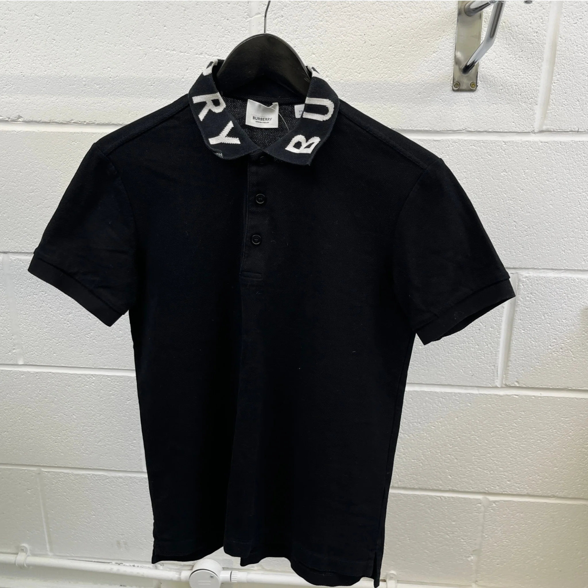 Men's Collar Logo Polo Shirt Black Size XS - Image 8