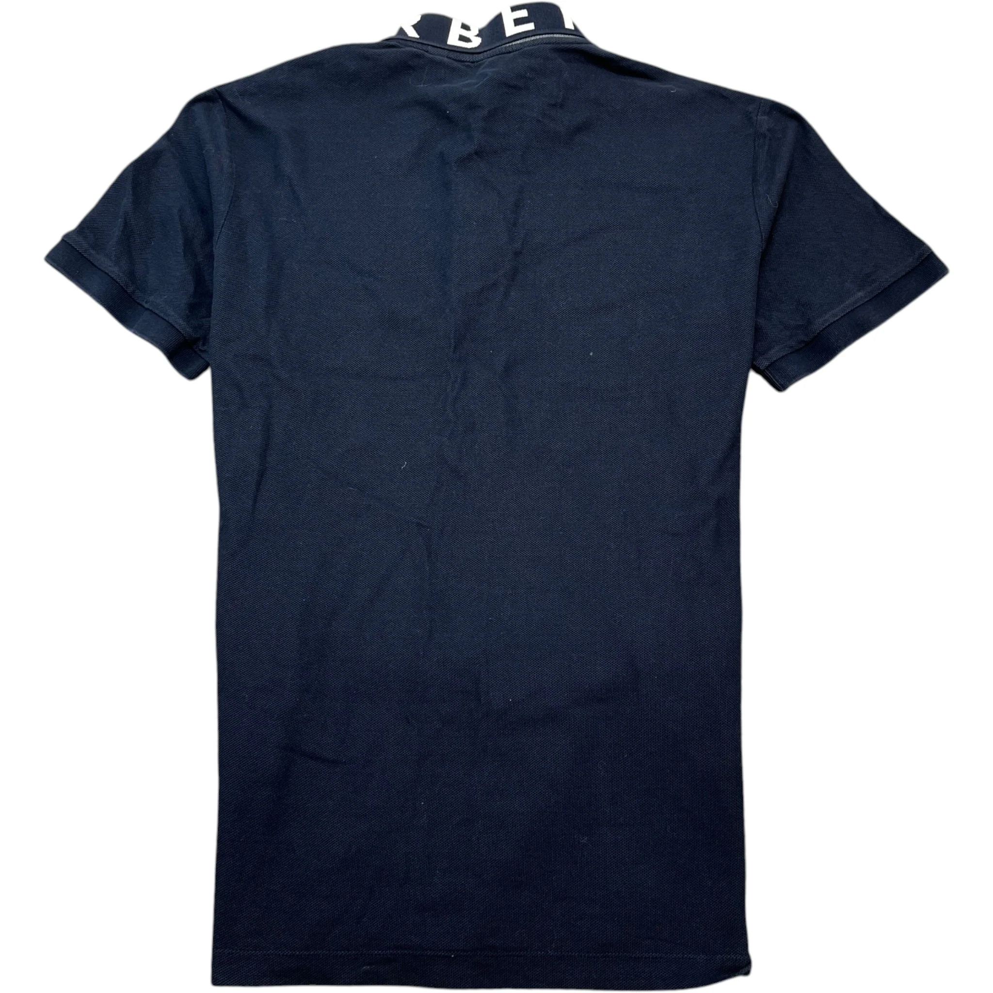 Men's Collar Logo Print Polo Shirt Navy Size L - Image 2