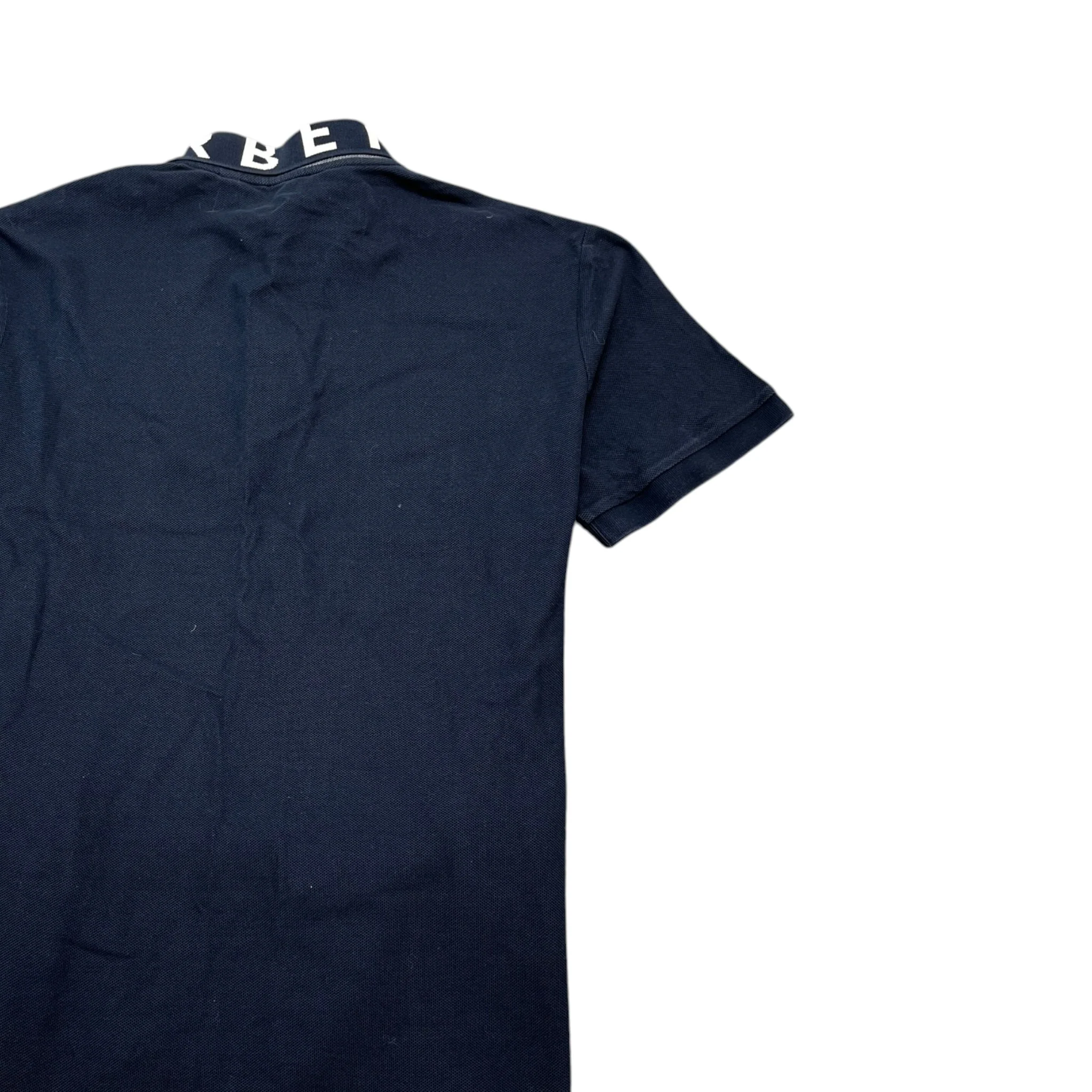Men's Collar Logo Print Polo Shirt Navy Size L - Image 4