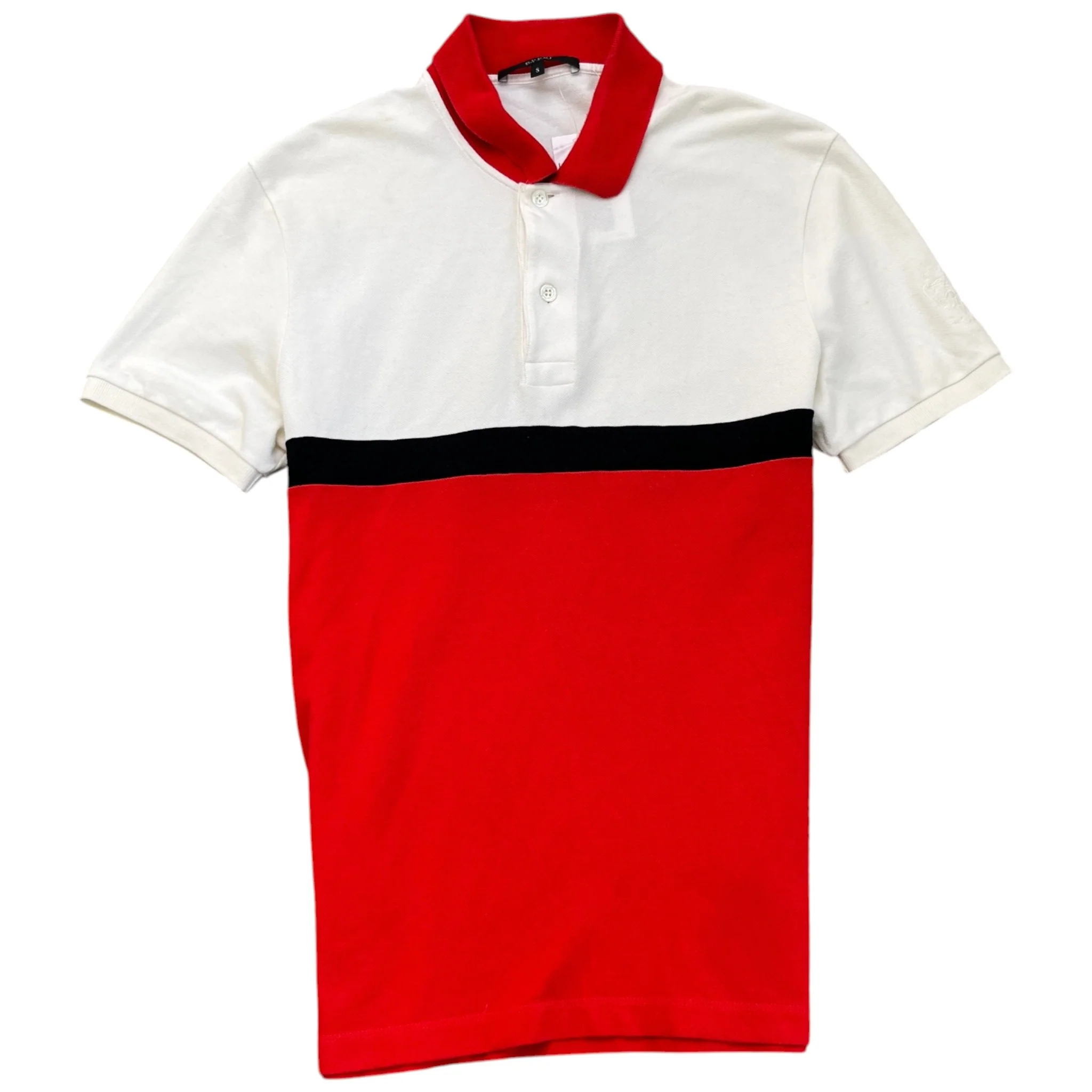 Men's Colour Block Polo Shirt Red Size S