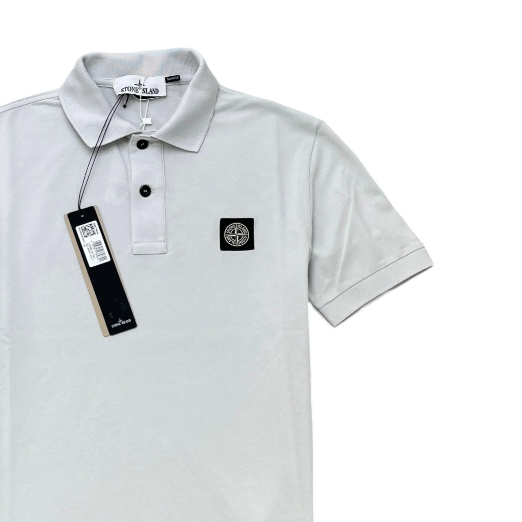 Men's Compass Logo Polo Shirt Grey Size S - Image 3