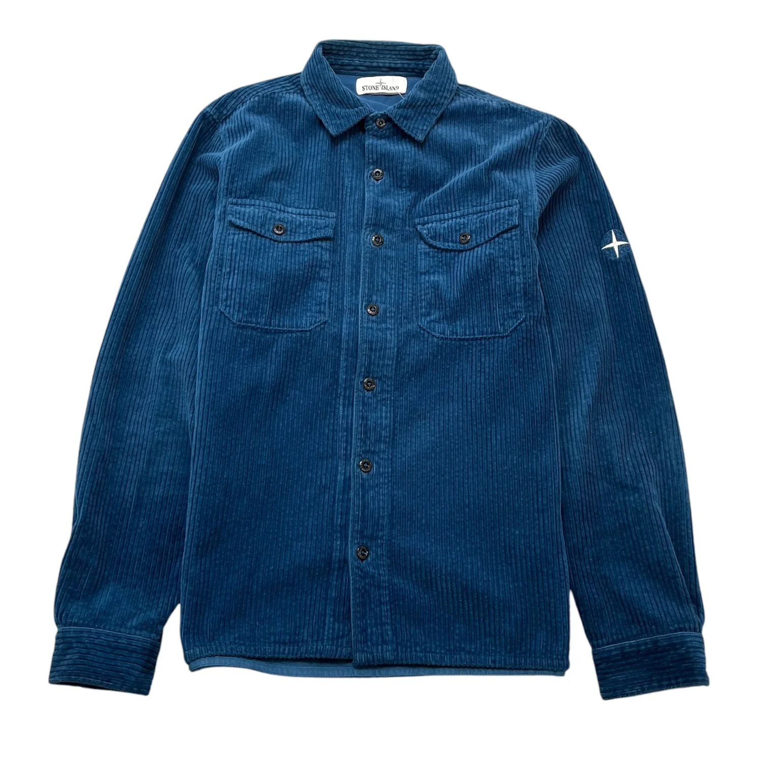 Men's Corduroy Embroidered Logo OverShirt Blue Size M