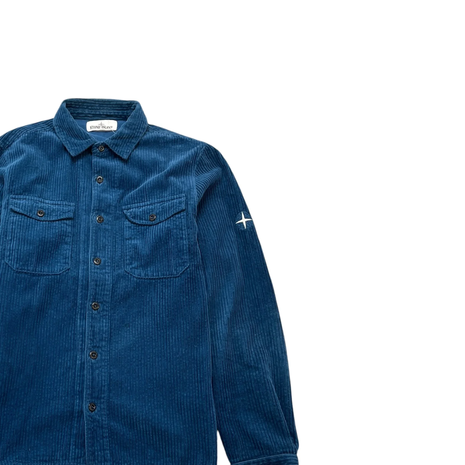 Men's Corduroy Embroidered Logo OverShirt Blue Size M - Image 3