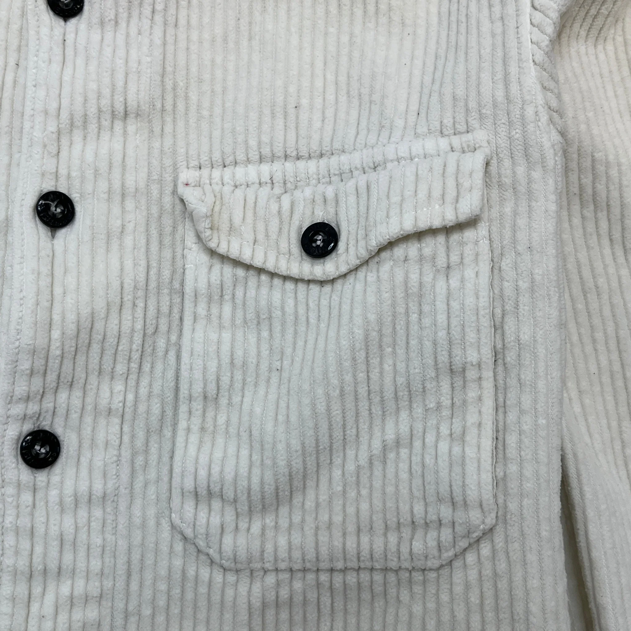 Men's Corduroy Embroidered Logo OverShirt Cream Size M - Image 6