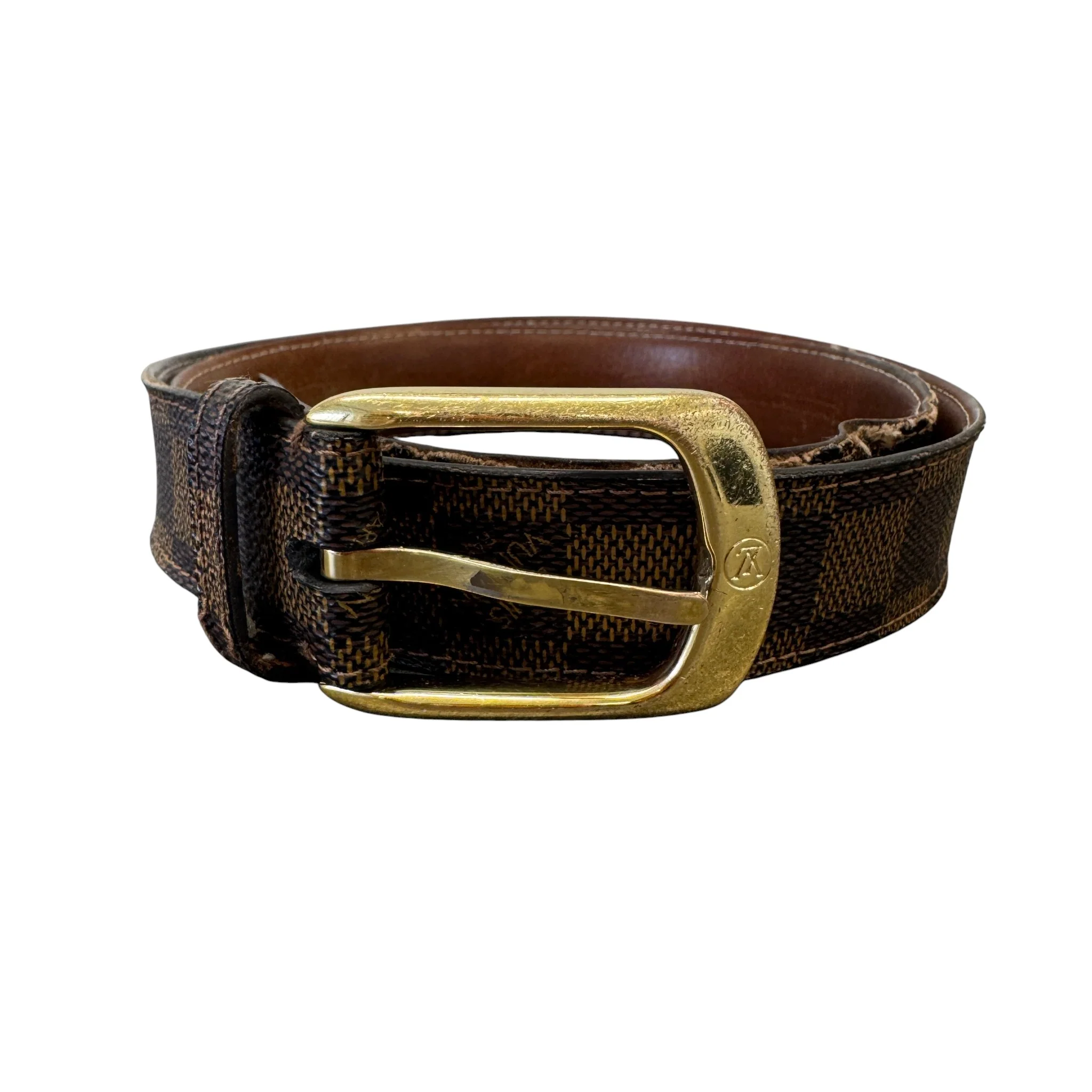 Men's Damier Ebene Belt Brown Size 95cm / UK 14