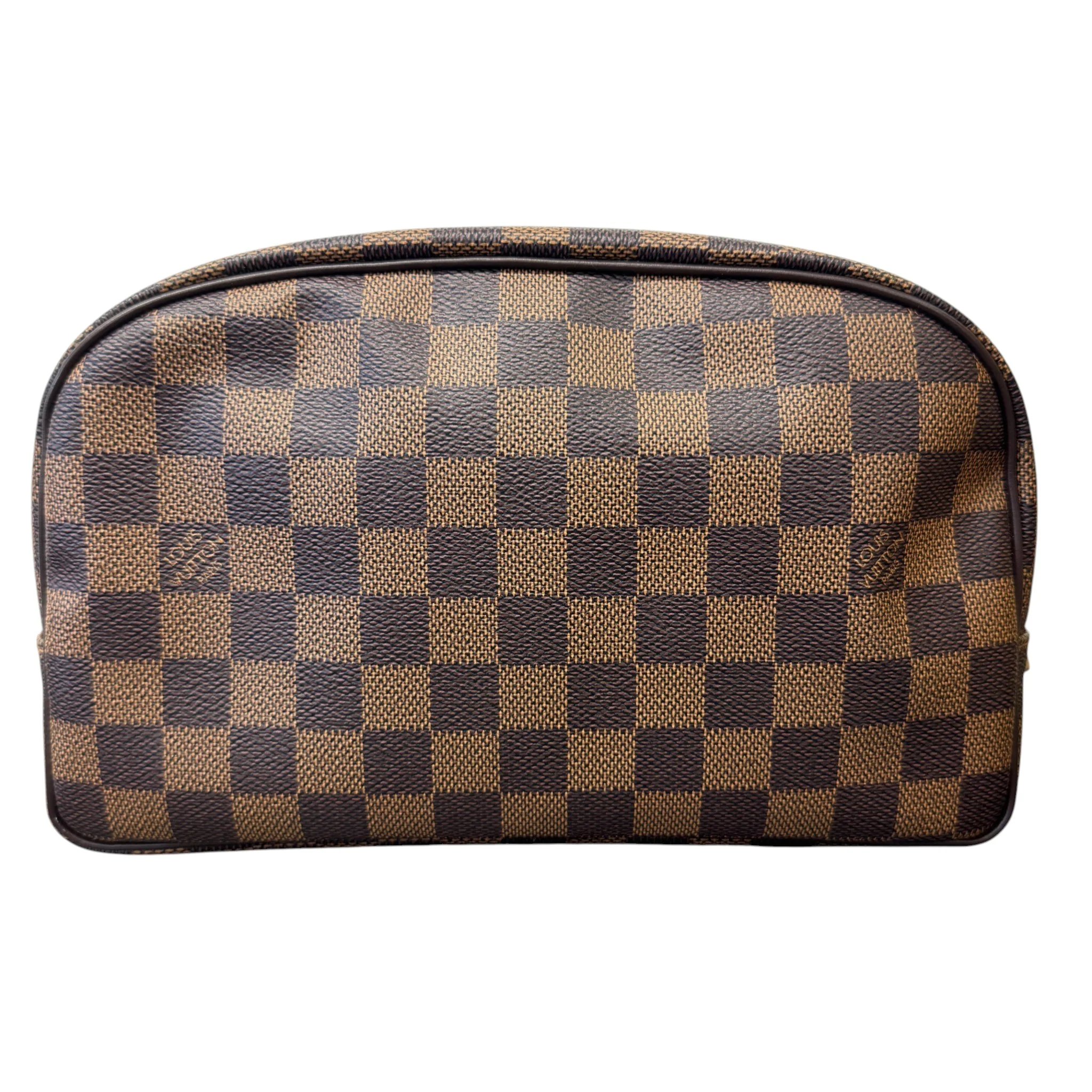 Men's Damier Ebene Trousse 25 Toiletry Bag Brown