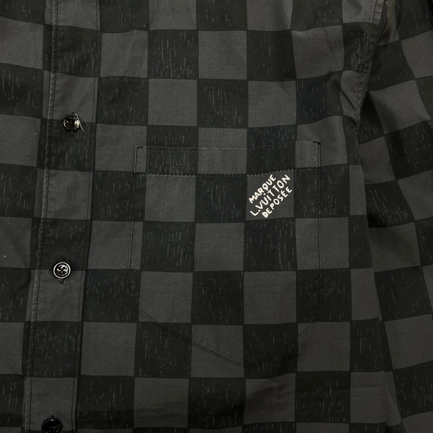 Men's Damier Fw21 Long Sleeve Shirt Charcoal Size L - Image 10