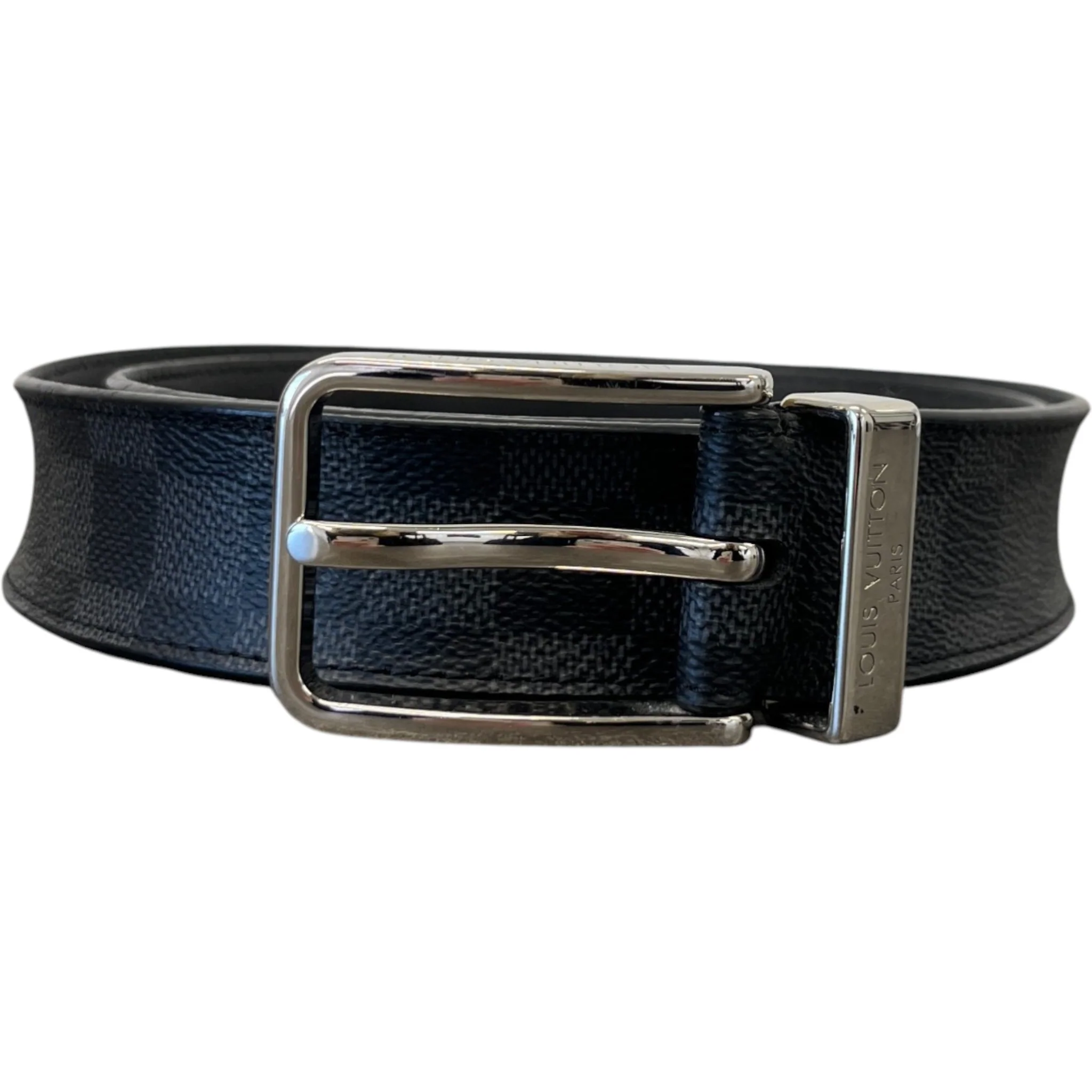 Men's Damier Graphite Belt Black Size Waist 32"