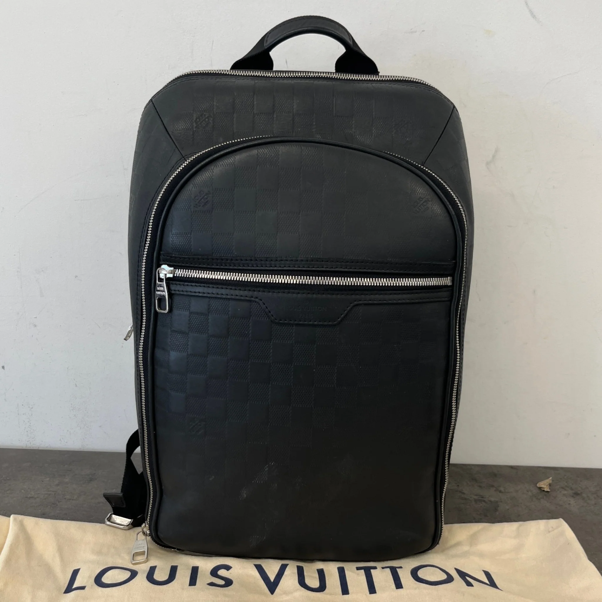 Men's Damier Infiniti Leather Michael Backpack Black - Image 12