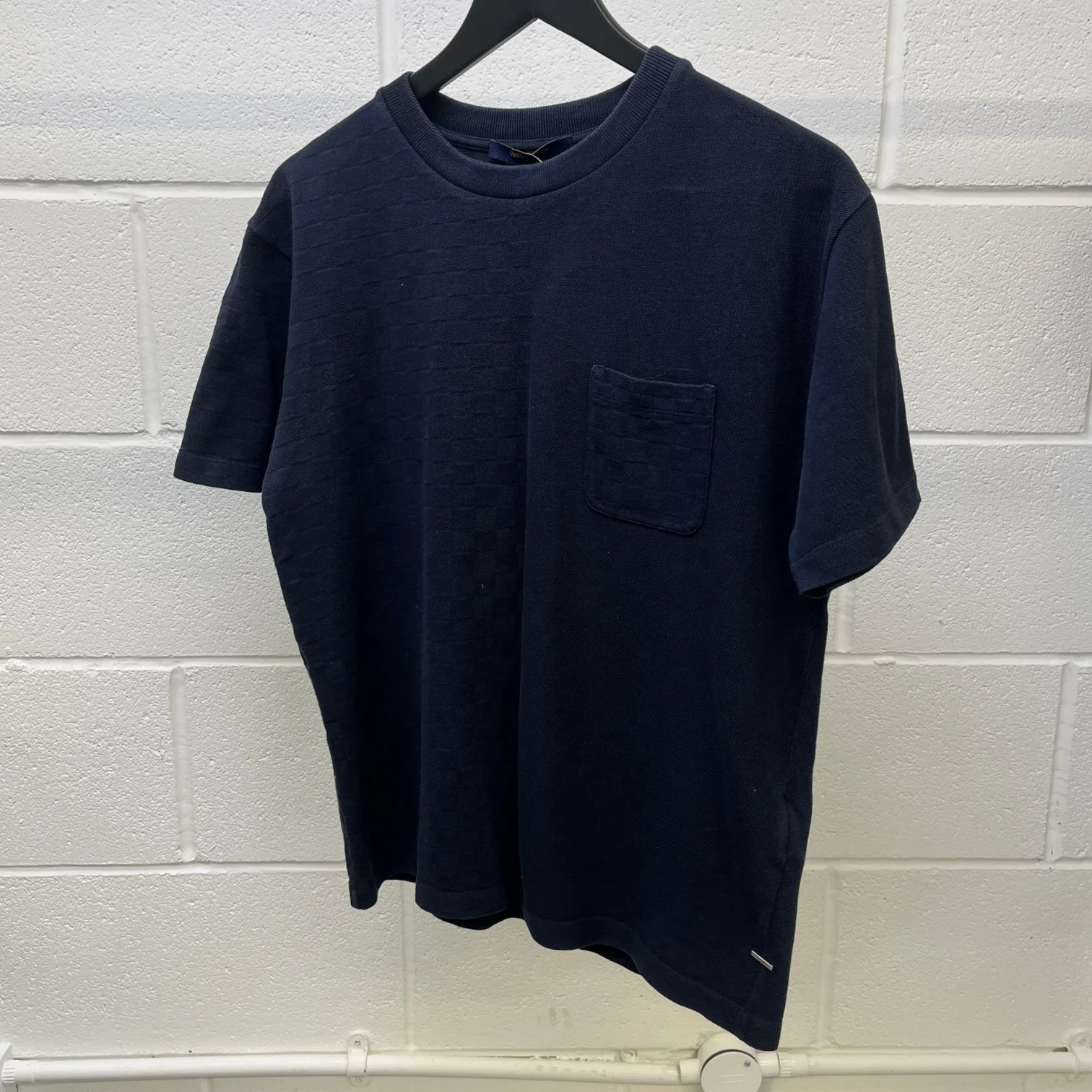 Men's Damier Pocket T-Shirt Navy Size M - Image 8