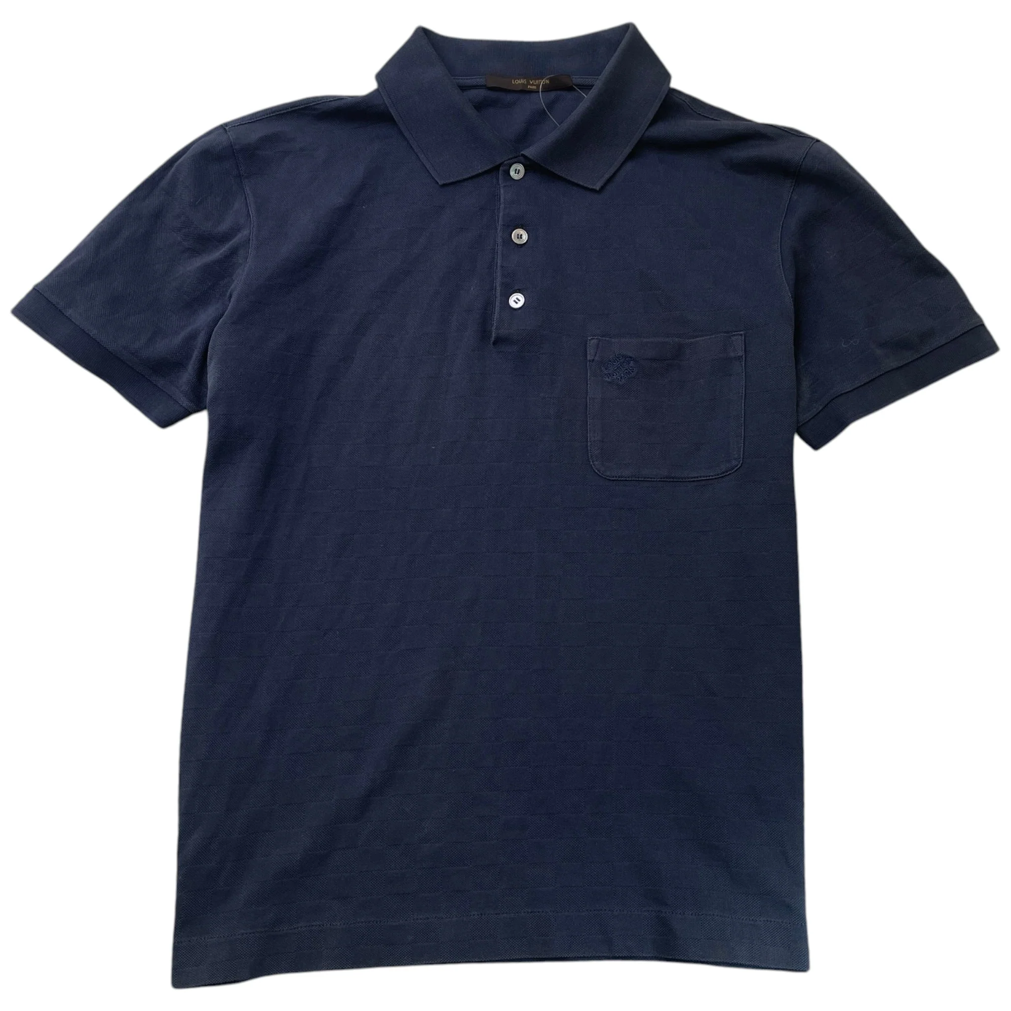 Men's Damier Polo Shirt Navy Size M
