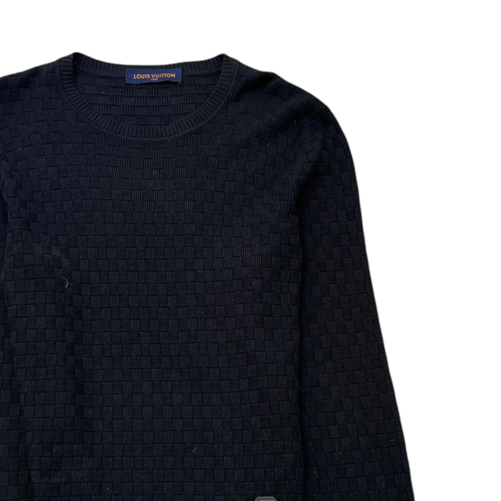 Men's Damier Signature Crewneck Jumper Black Size L - Image 3