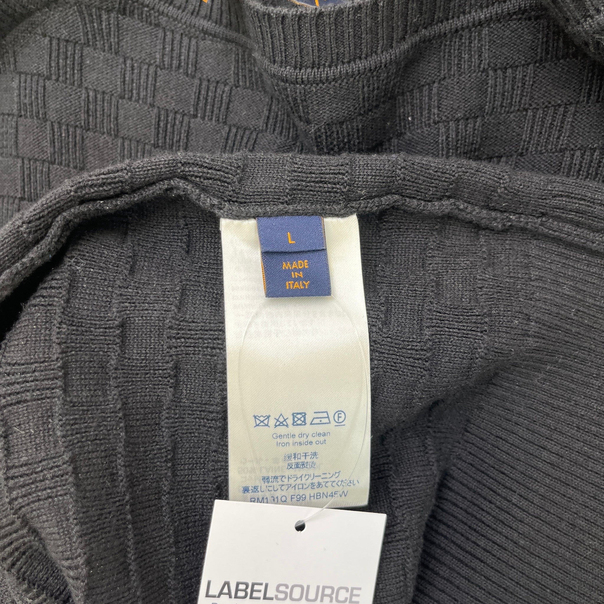 Men's Damier Signature Crewneck Jumper Black Size L - Image 6